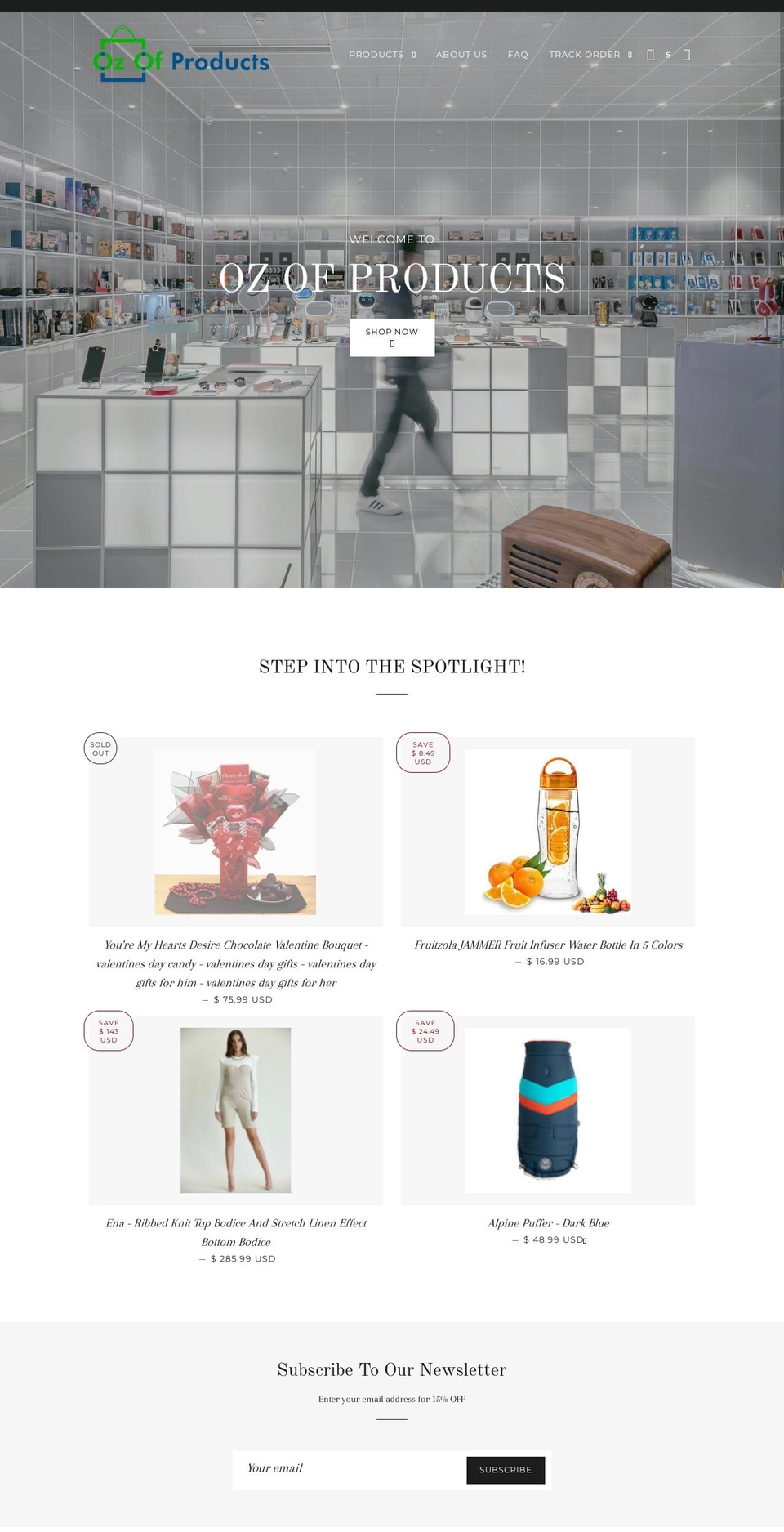 ozofproducts.com — Shopify storefront screenshot