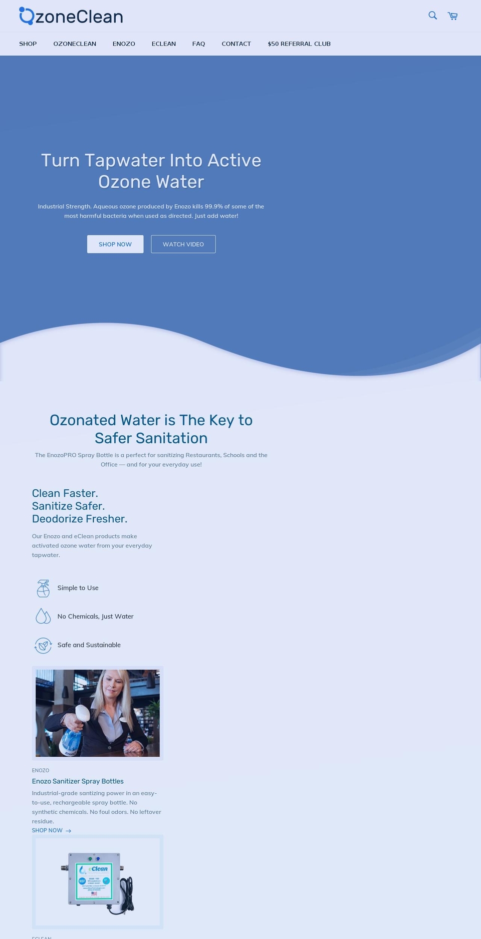 ozoneclean.com shopify website screenshot