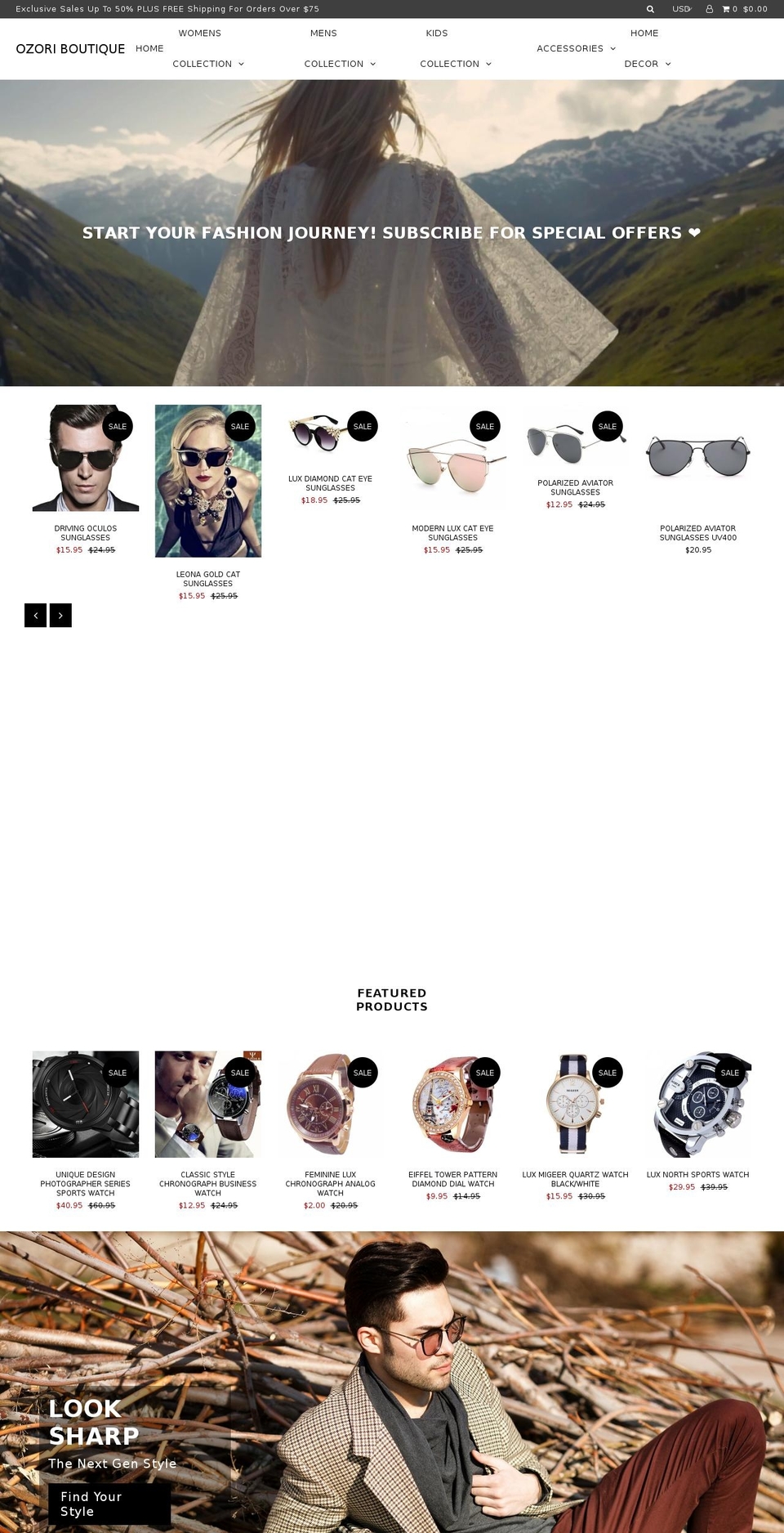 ozoriboutique.com shopify website screenshot