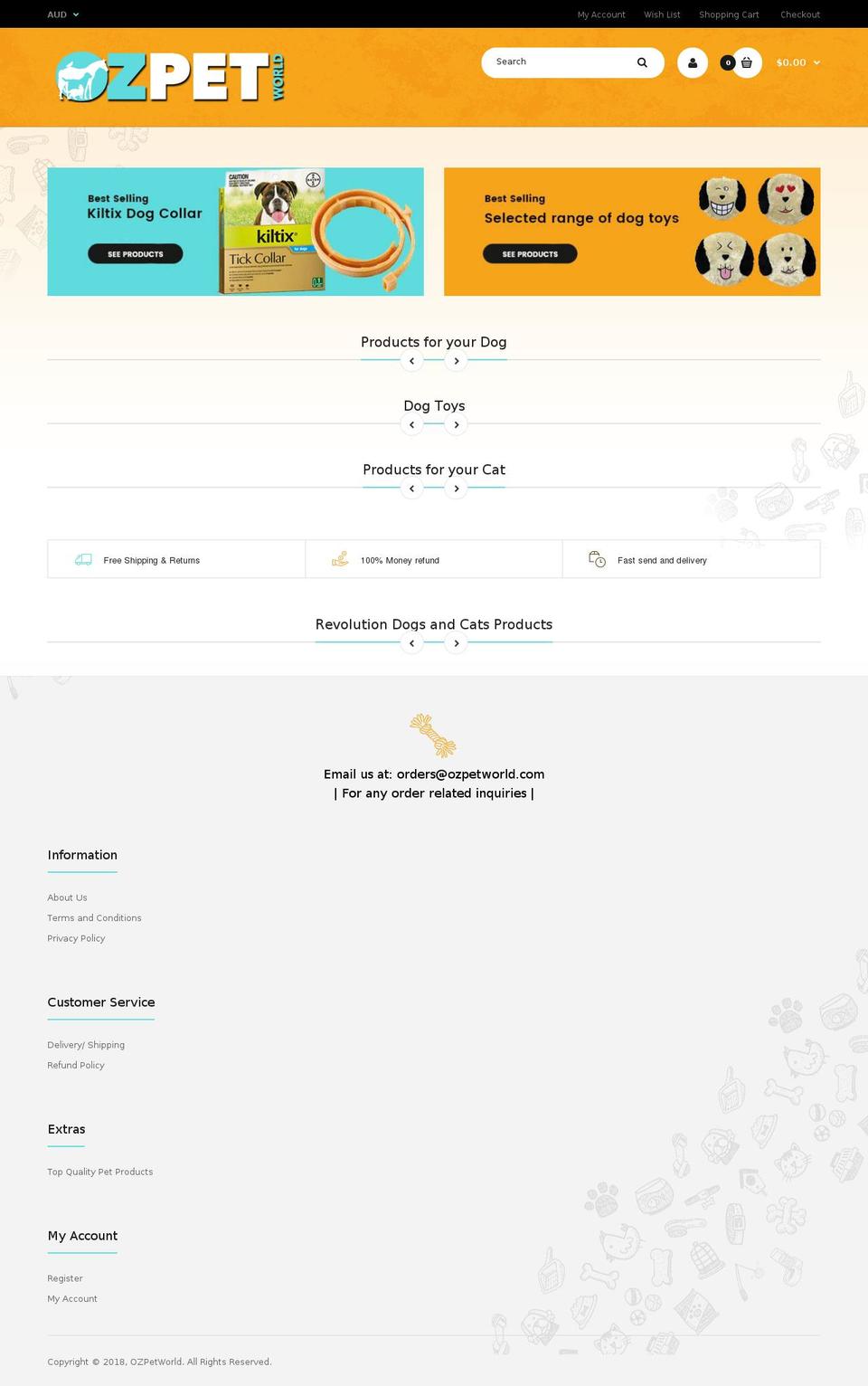 Fastor Petshop Shopify theme site example ozpetworld.com