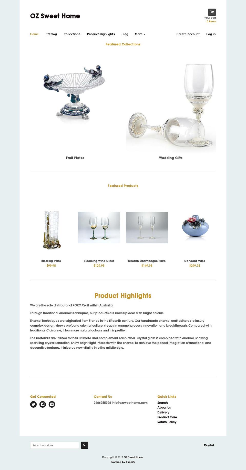 ozsweethome.com shopify website screenshot