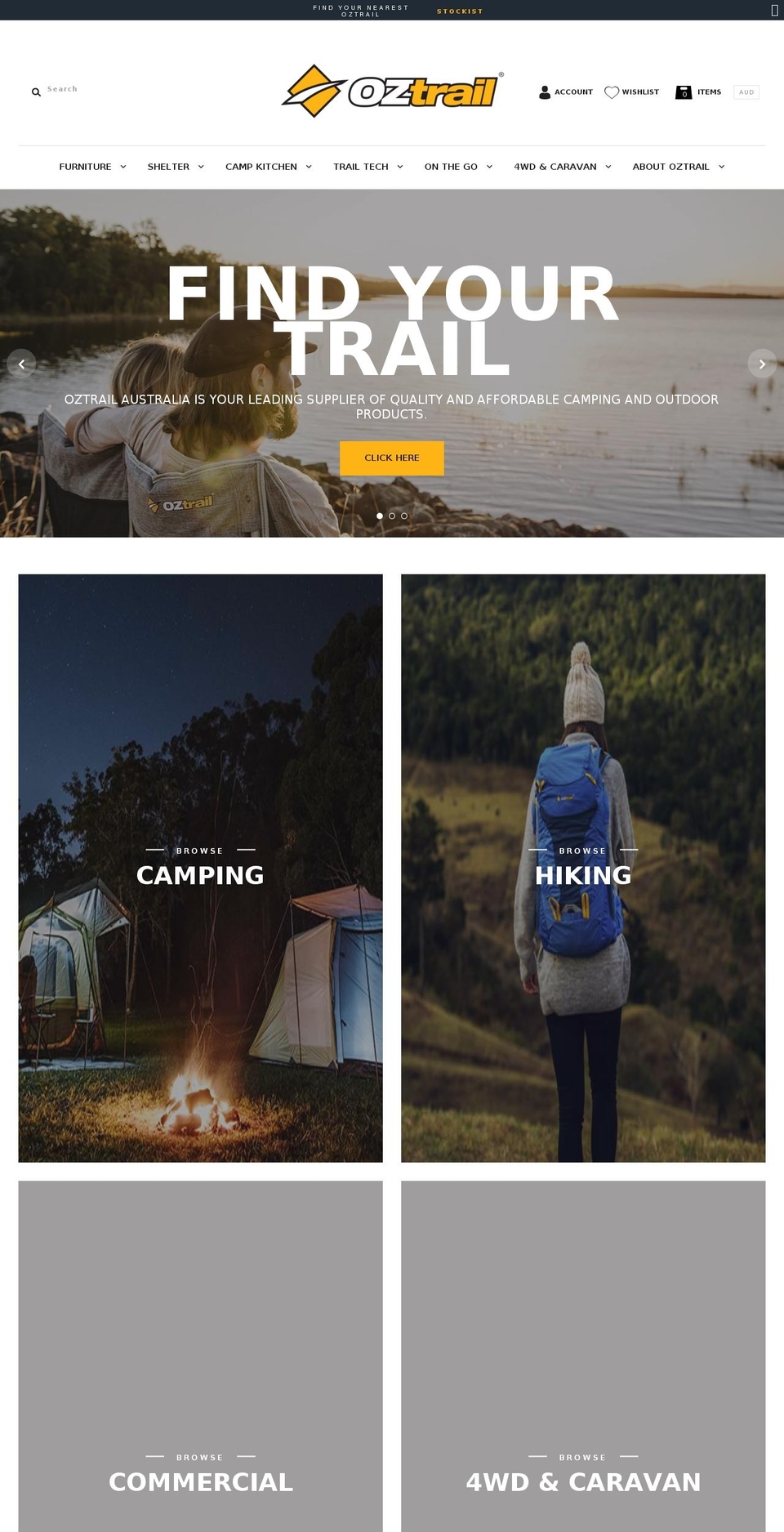 oztrail.com.au shopify website screenshot