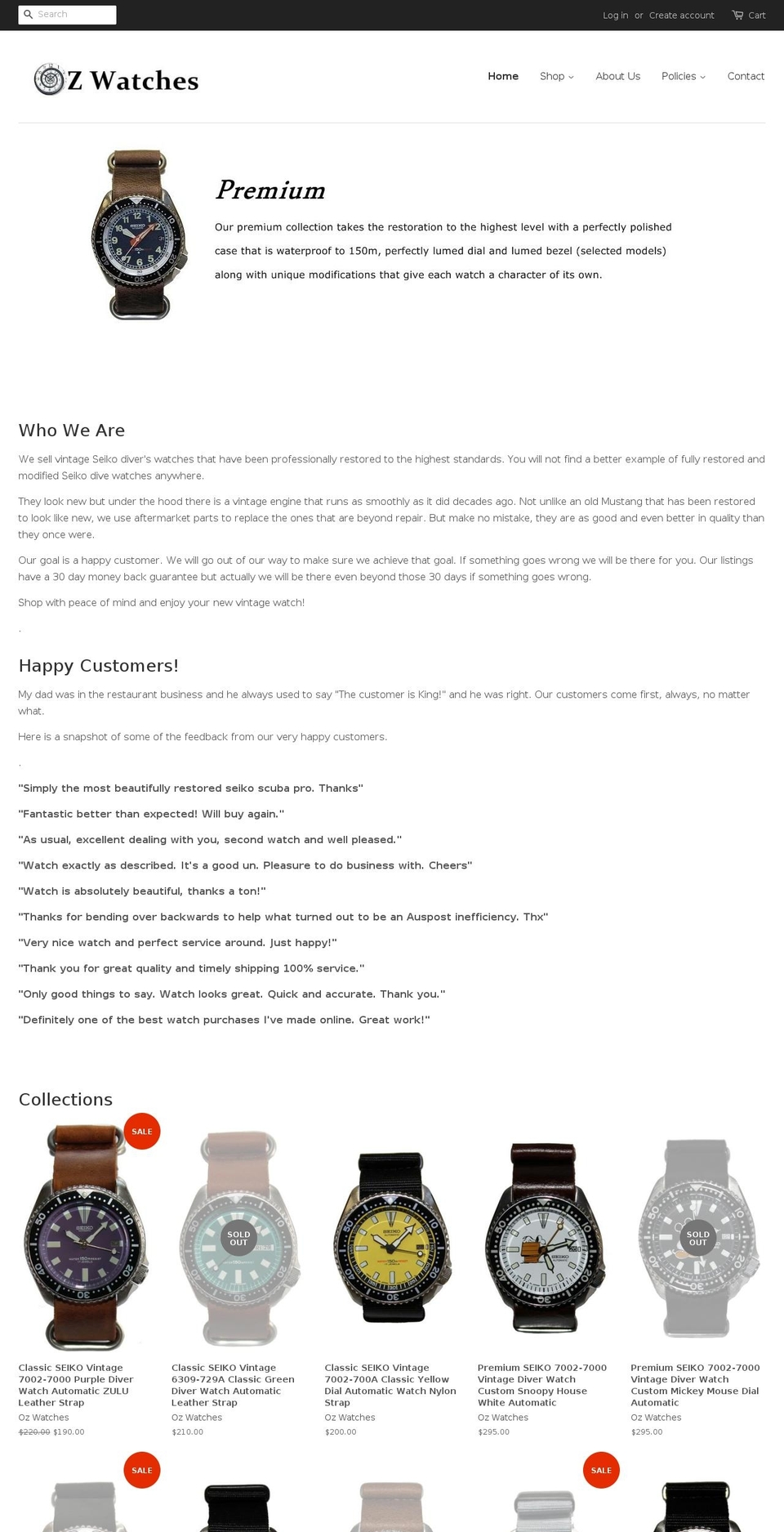 ozwatches.com.au shopify website screenshot