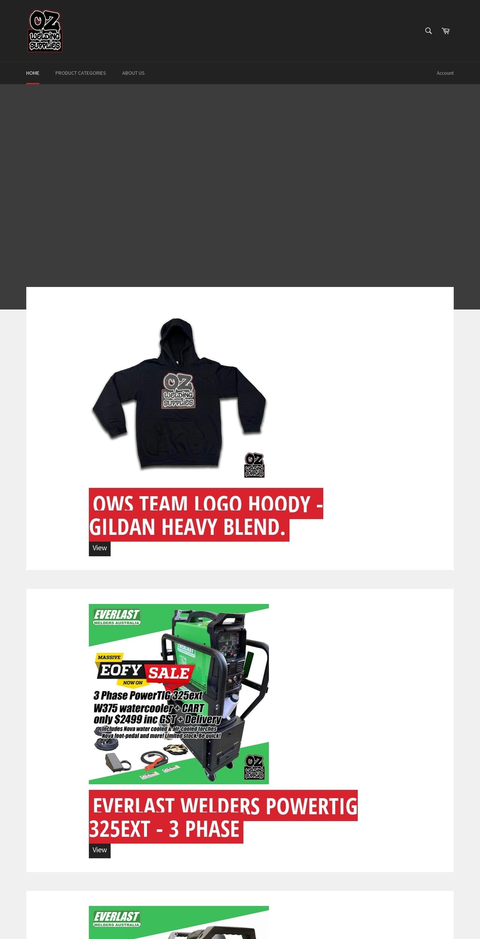 ozweldingsupplies.com.au shopify website screenshot