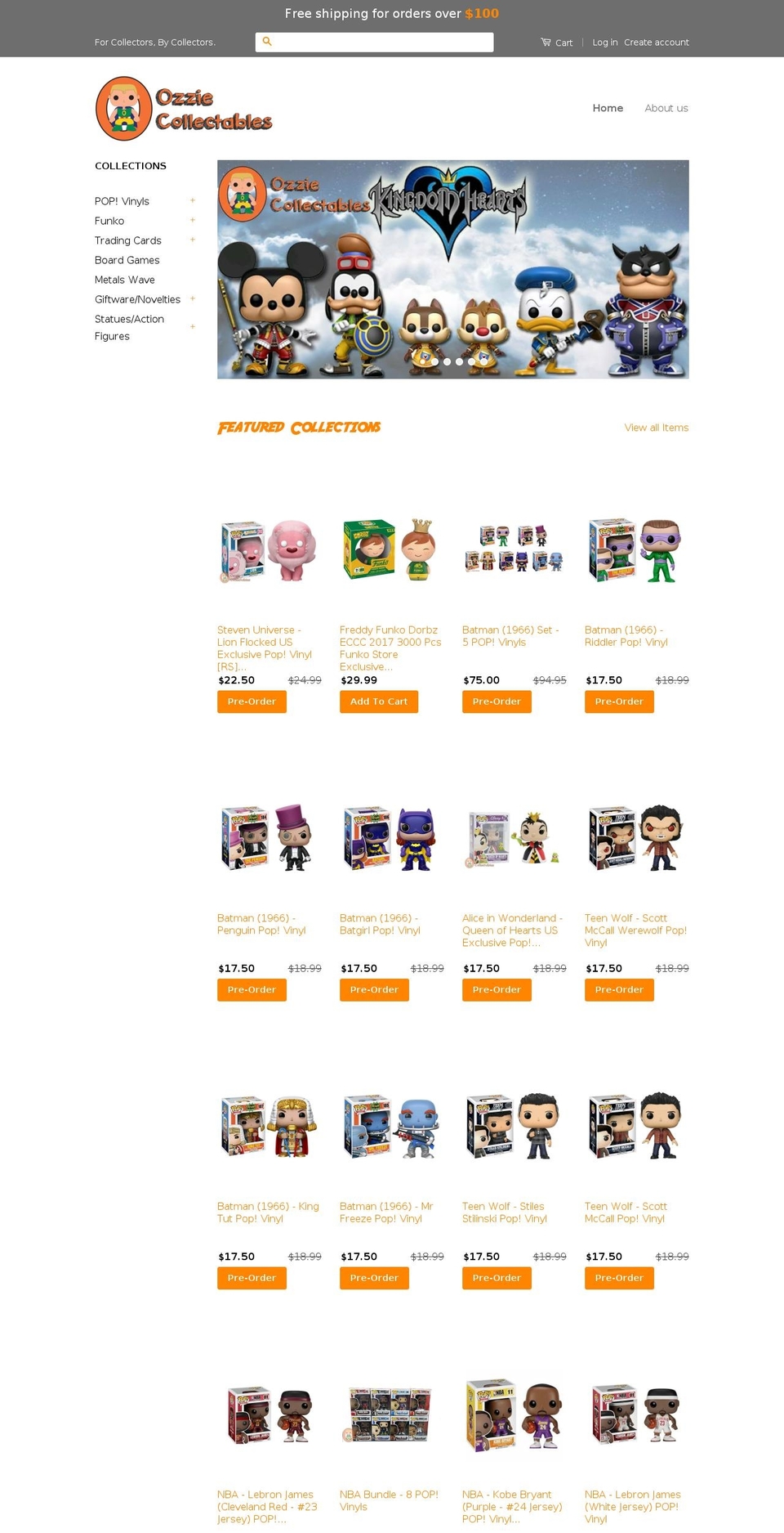 ozzie-collectables.myshopify.com shopify website screenshot