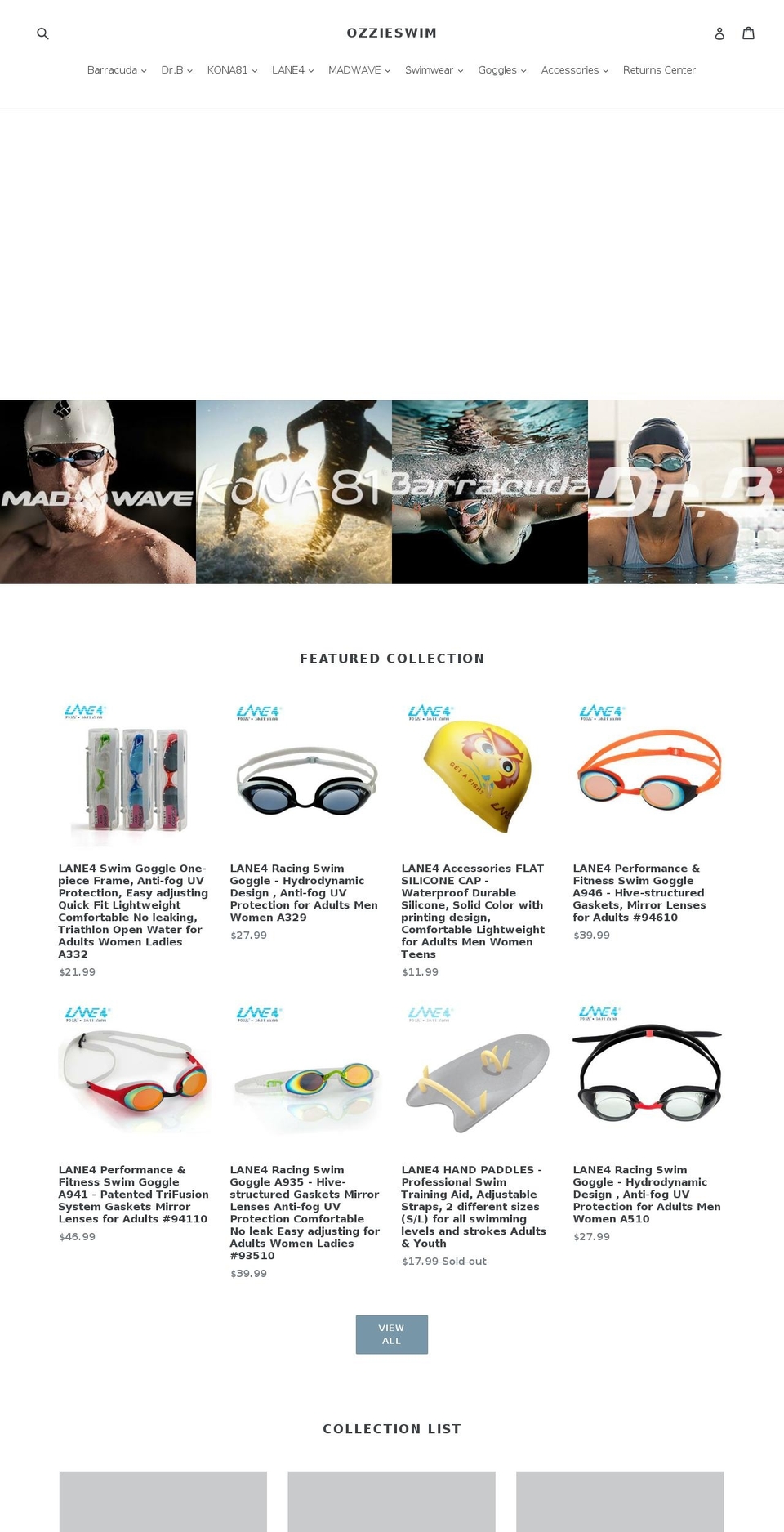 ozzieswim.com shopify website screenshot