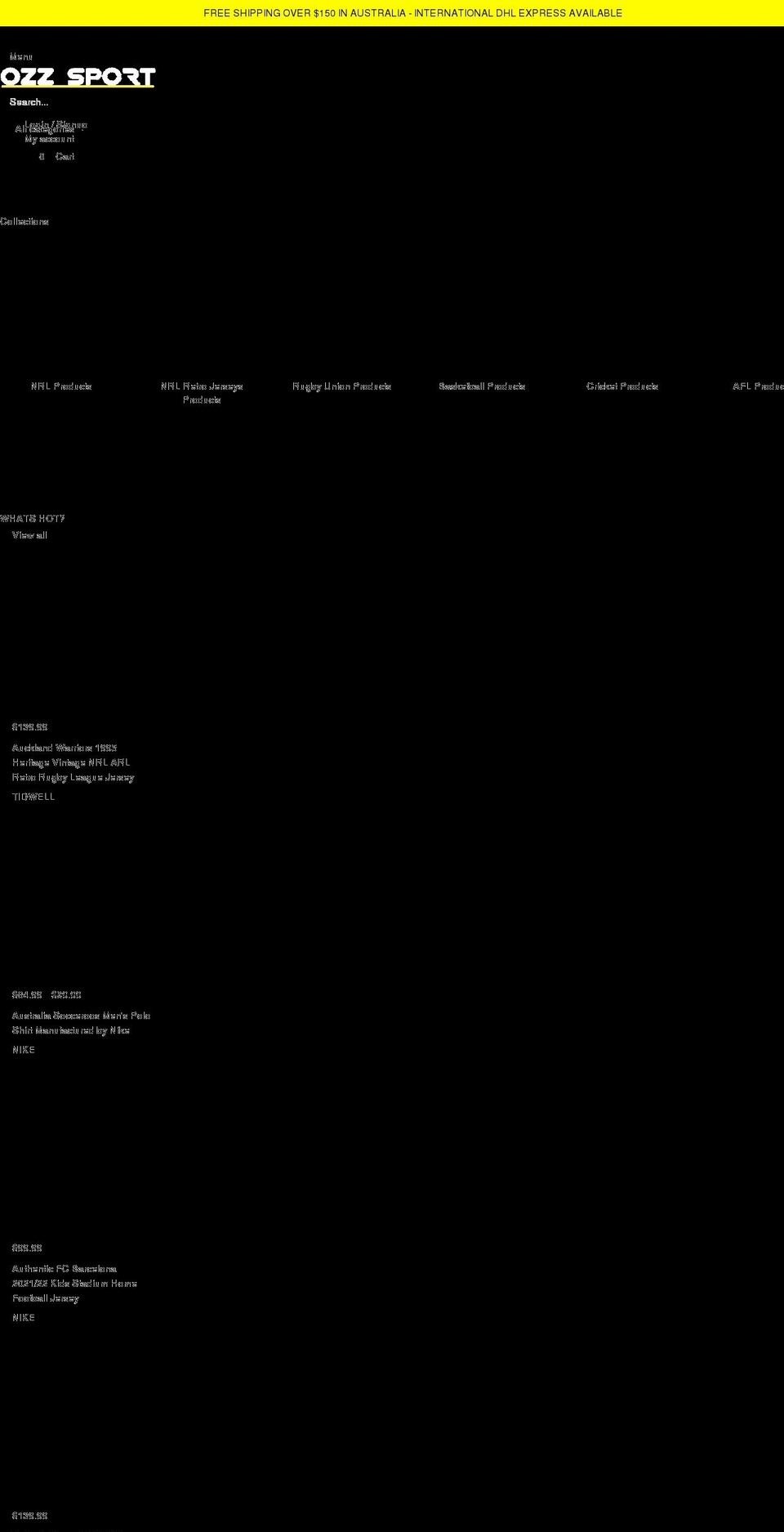 ozzsport.com — Shopify storefront screenshot
