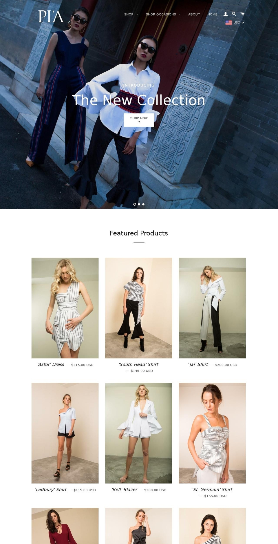 p-ia.com shopify website screenshot