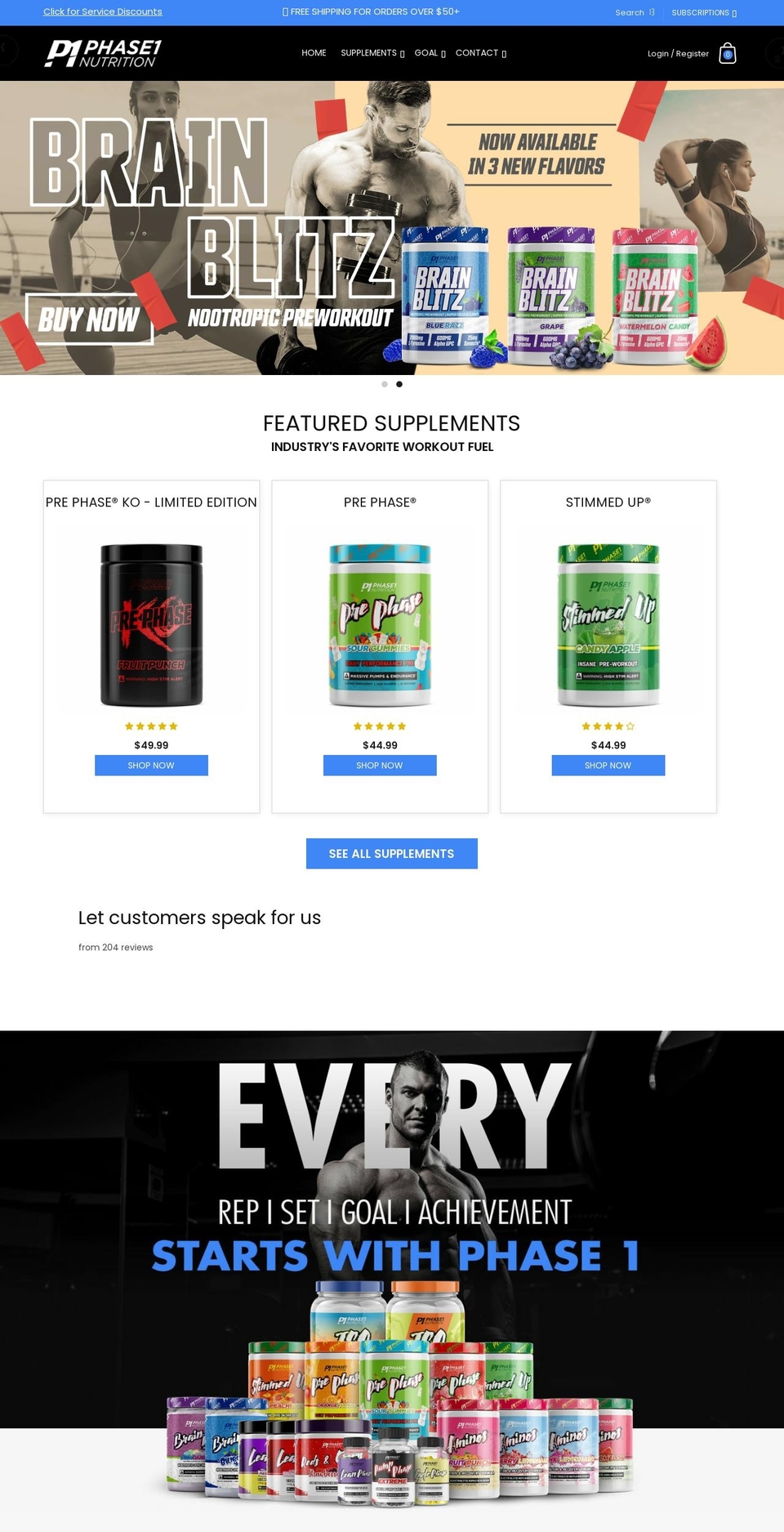 p1supps.com shopify website screenshot