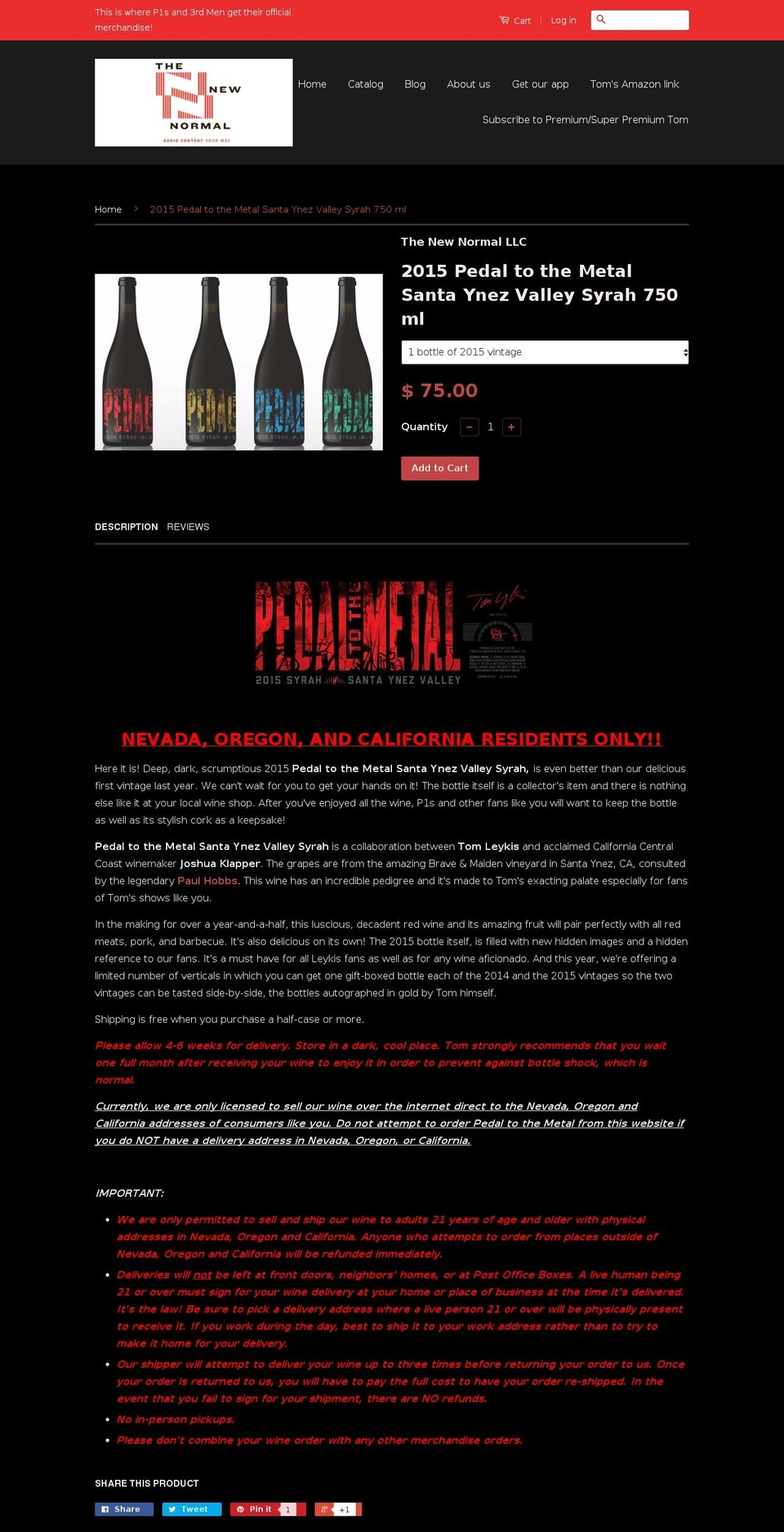 p1wine.com — Shopify storefront screenshot