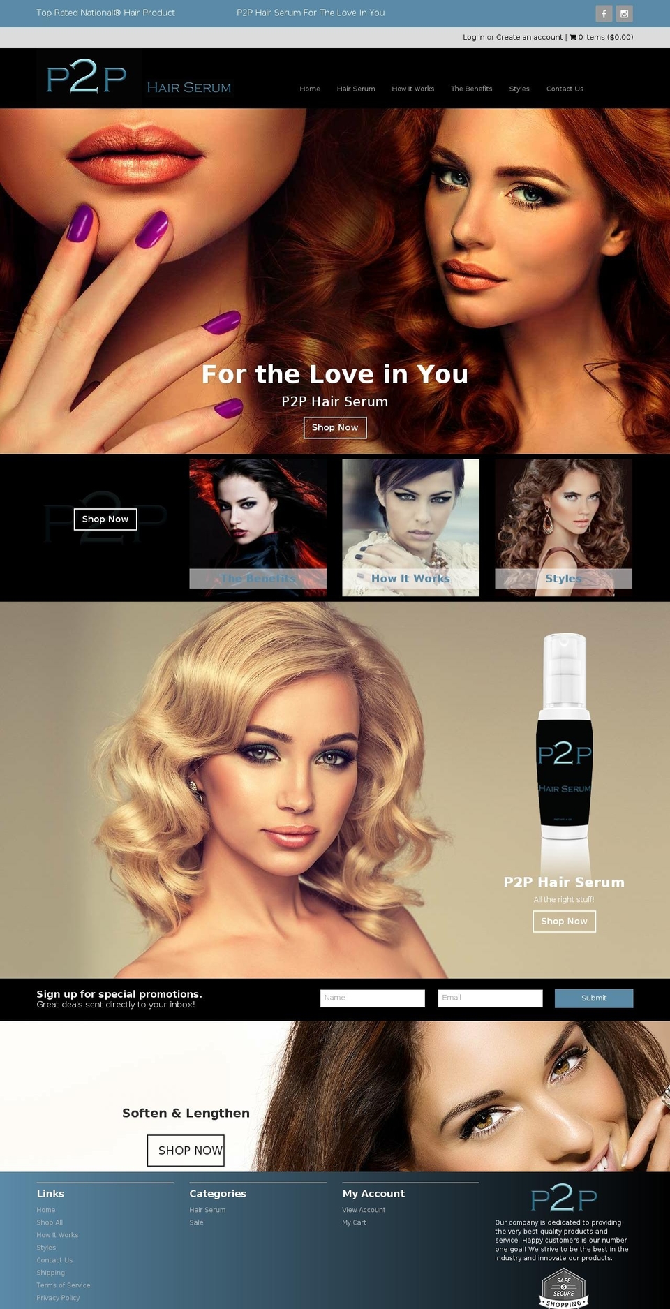 p2pforyourhair.com shopify website screenshot