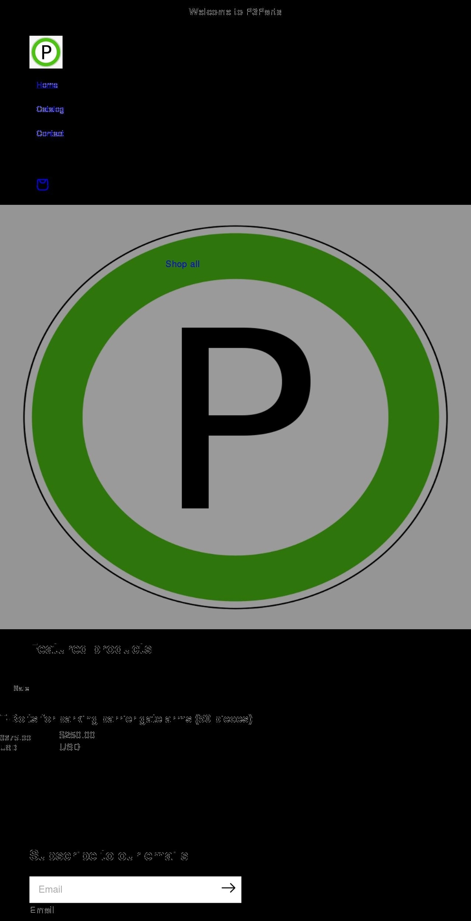 p3parts.net shopify website screenshot