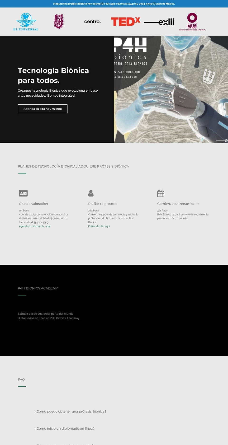 p4hbionics.com shopify website screenshot