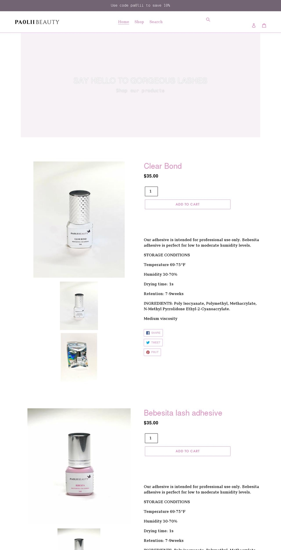 pa0liibeauty.com shopify website screenshot