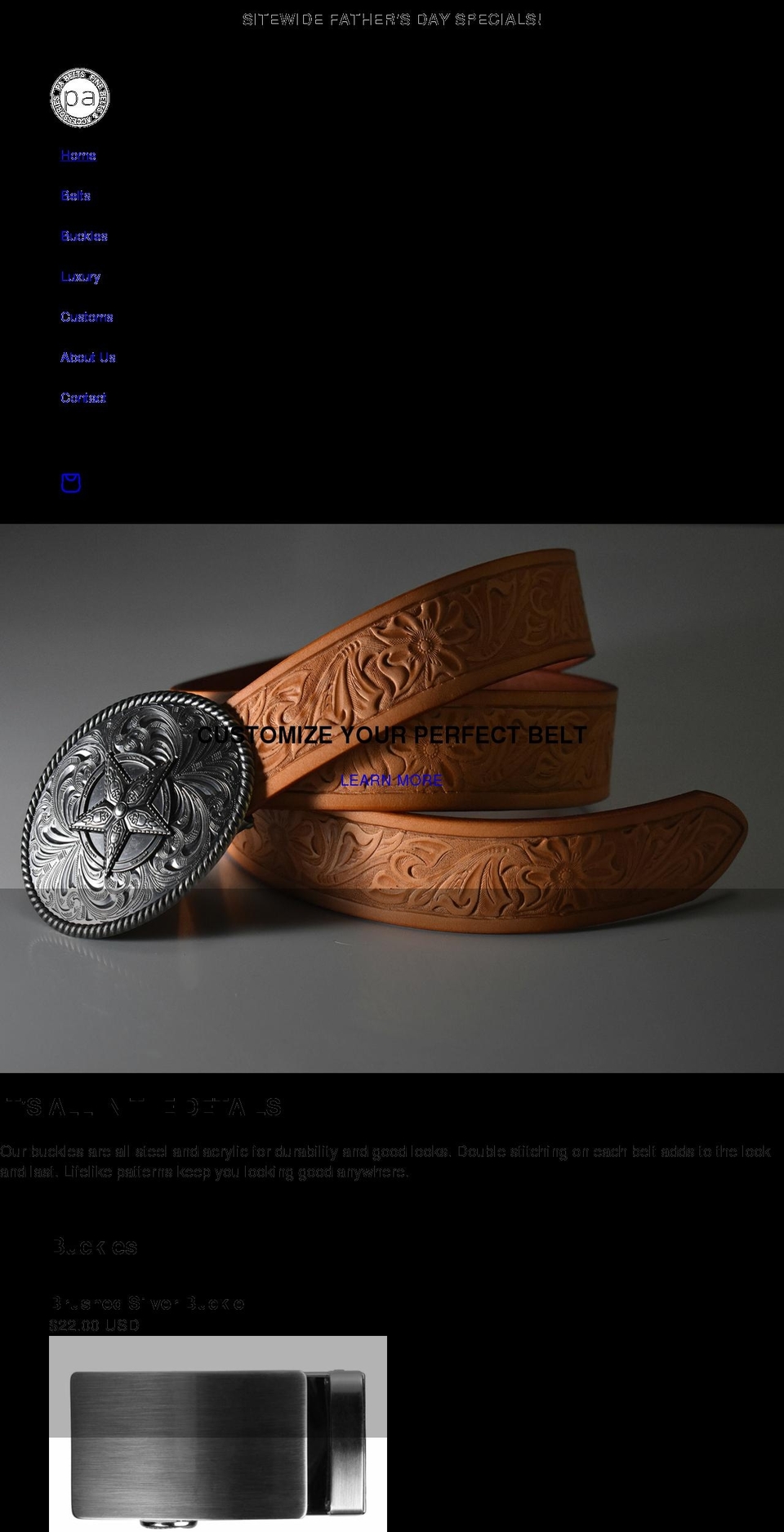 pabelts.com shopify website screenshot