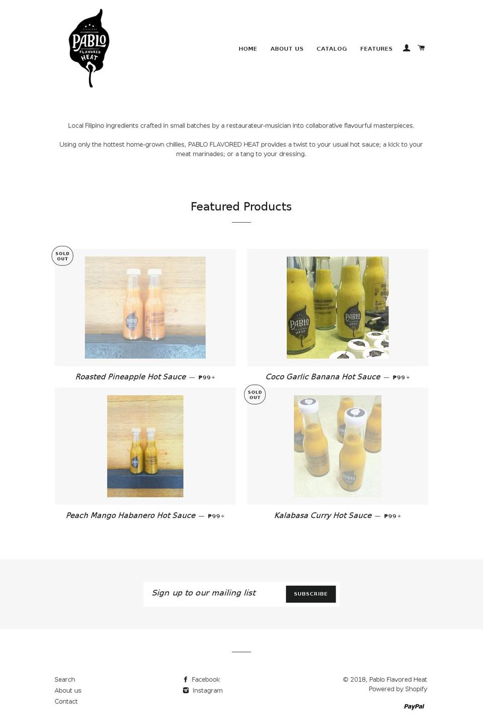 pabloflavoredheat.com — Shopify storefront screenshot