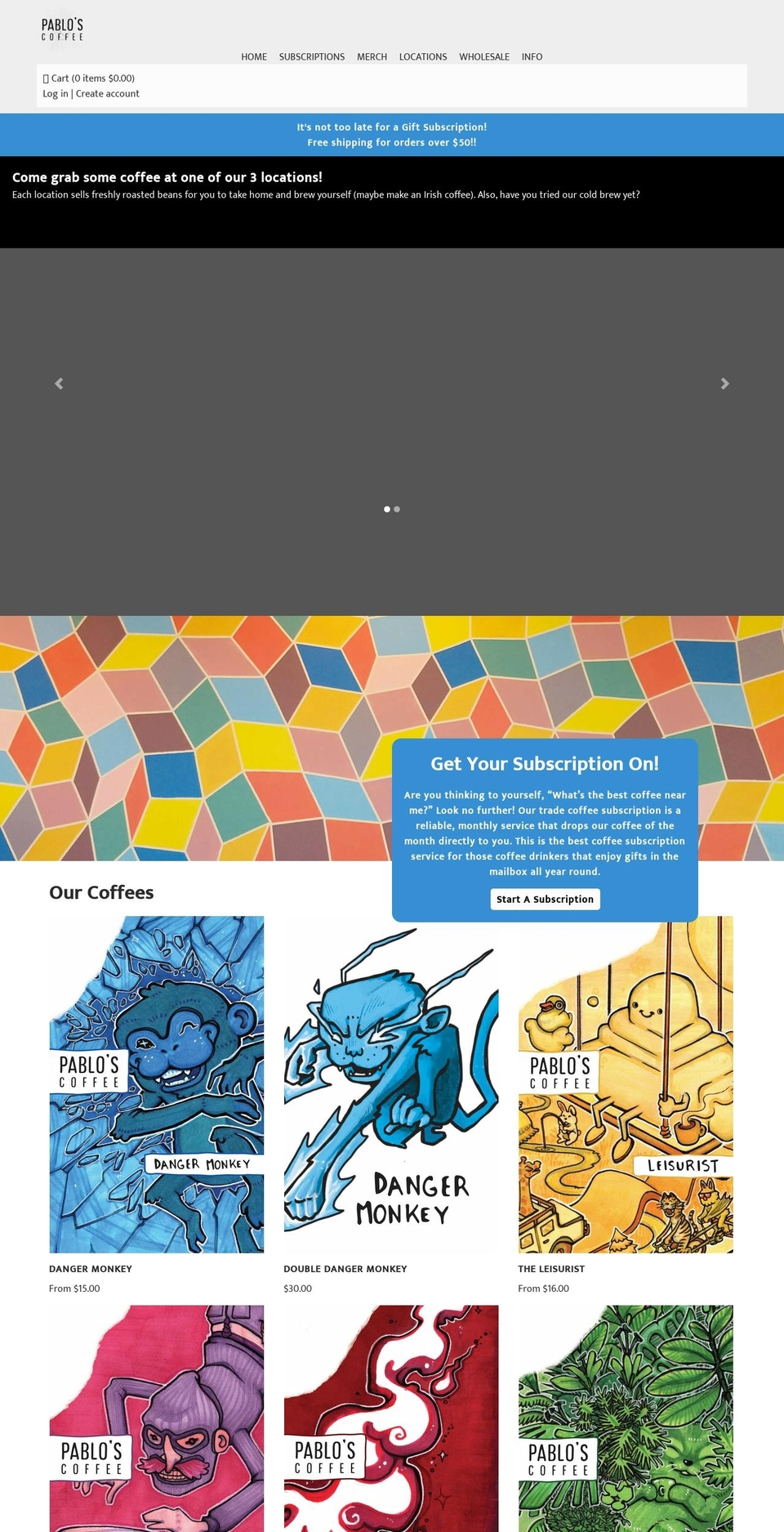 pabloscoffee.myshopify.com — Shopify storefront screenshot
