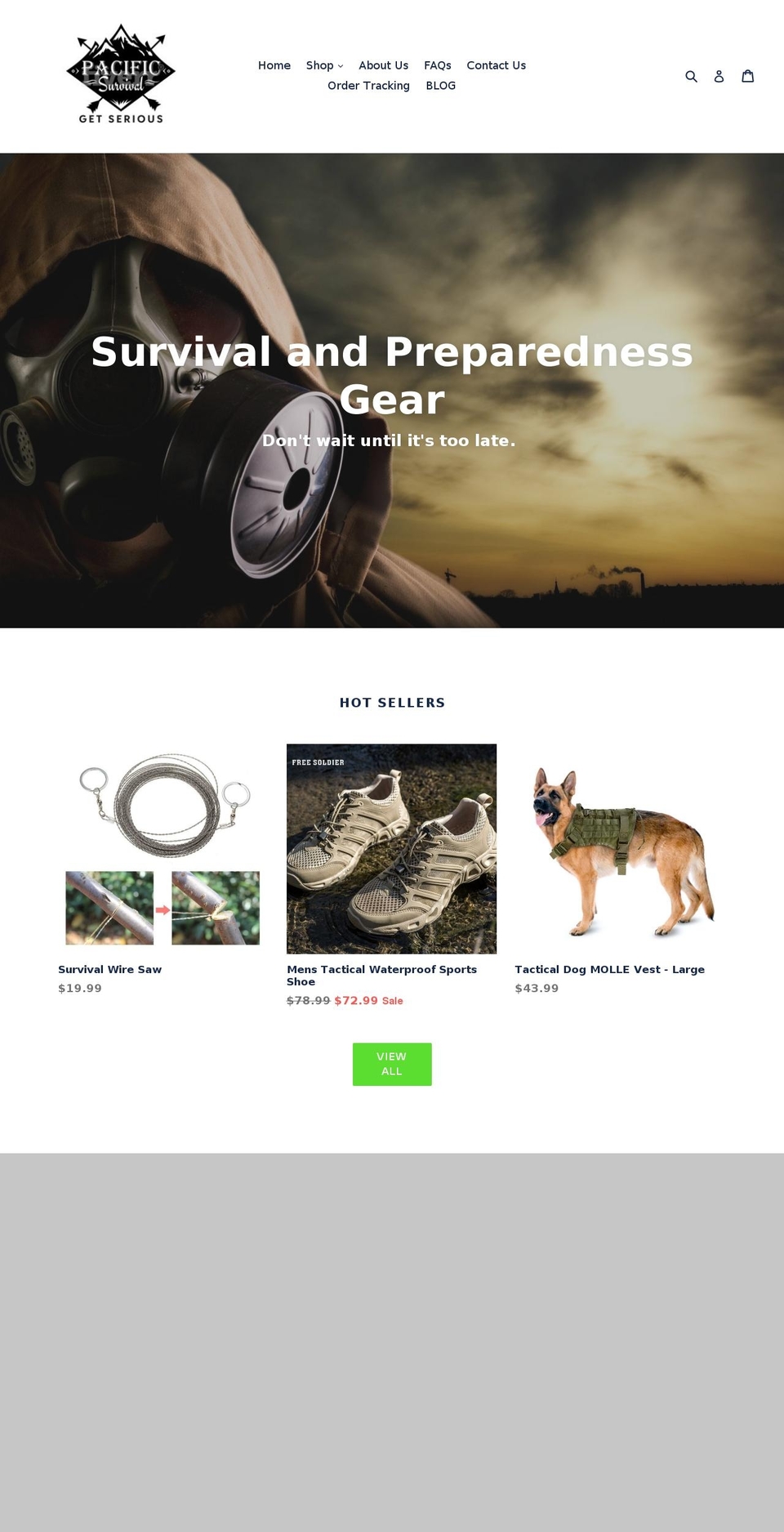 pac-survival.com — Shopify storefront screenshot