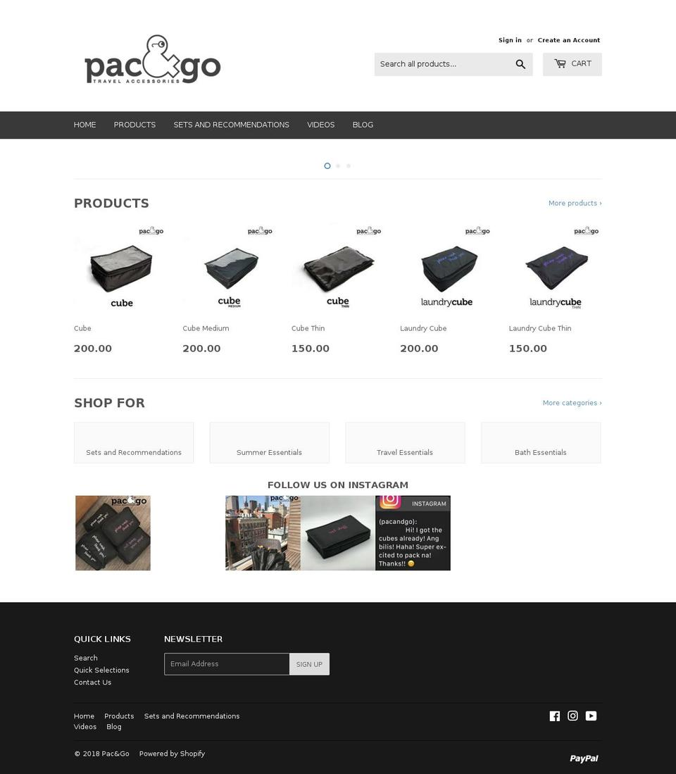 pacandgoshop.com — Shopify storefront screenshot