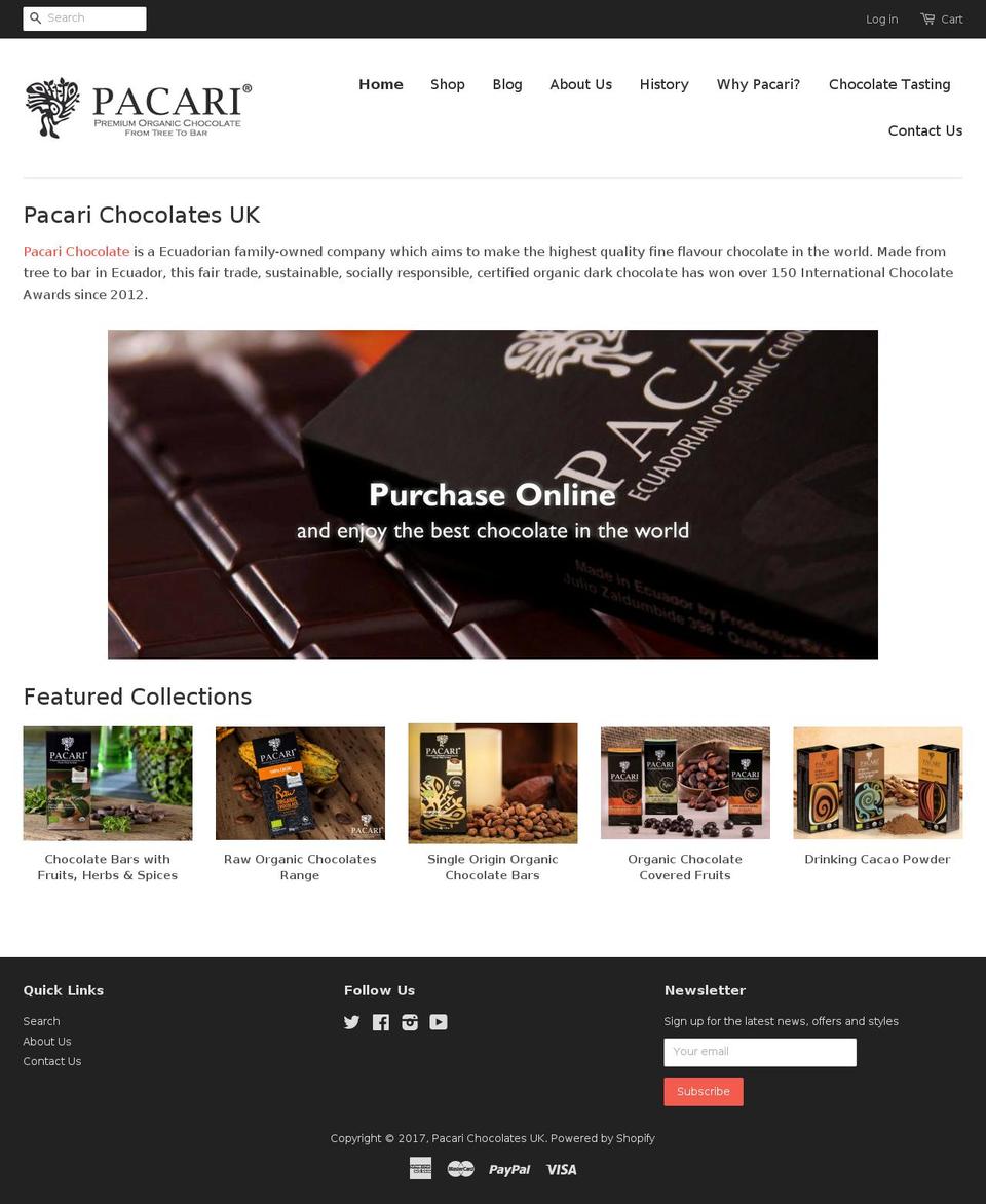 Flow Shopify theme site example pacarichocolates.uk