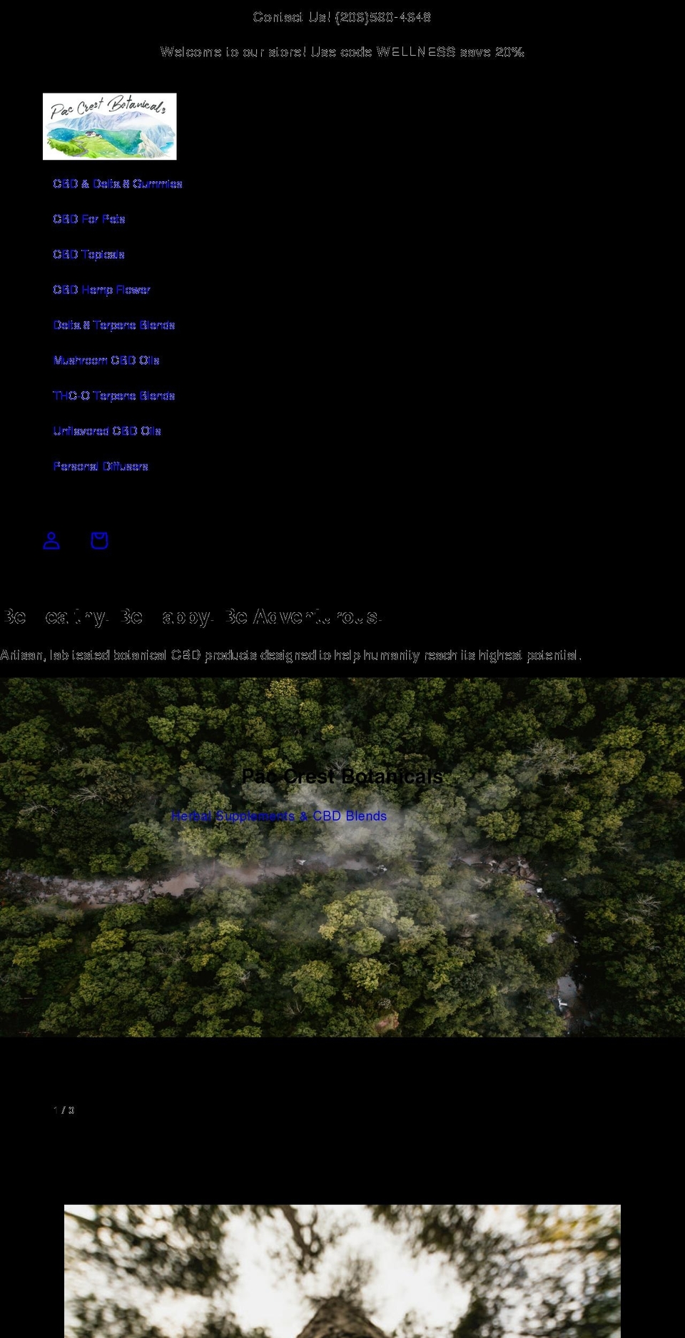 paccrestbotanicals.com shopify website screenshot