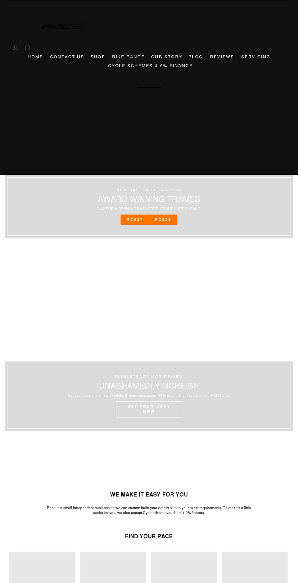 pacecycles.com shopify website screenshot