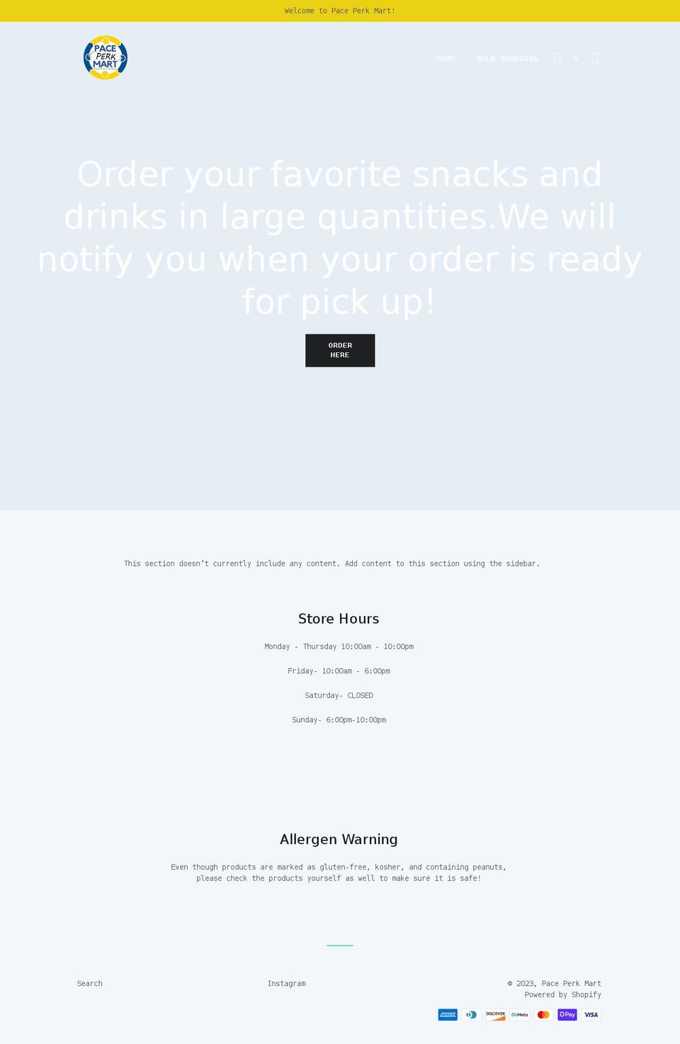 paceperkmart.com shopify website screenshot