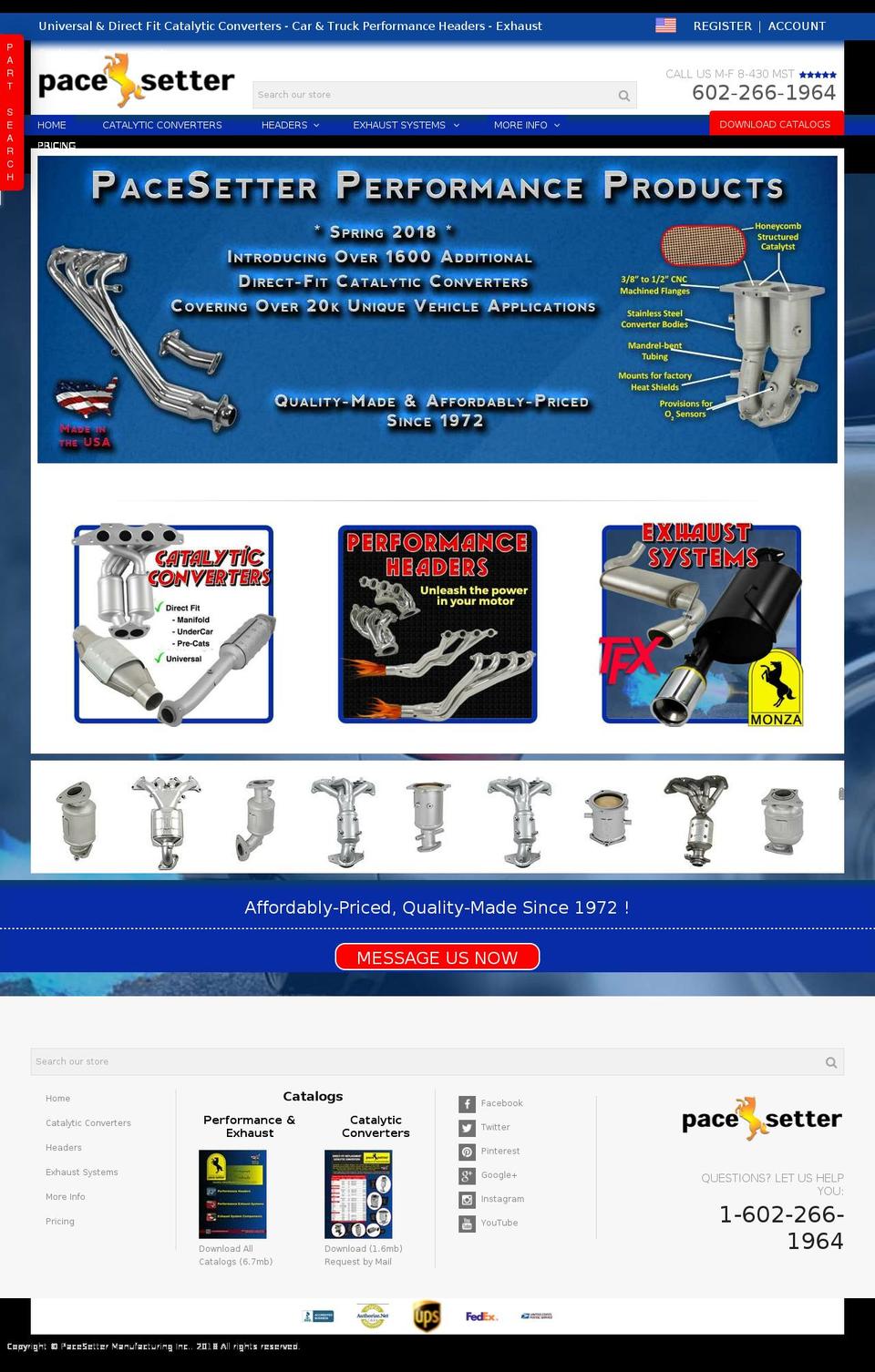 pacesetterexhaust.com shopify website screenshot