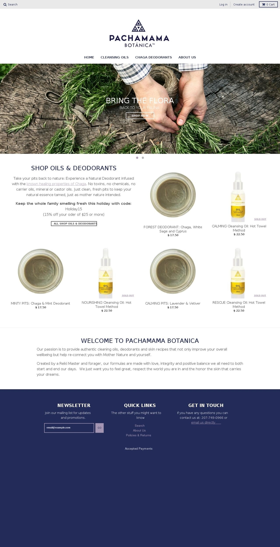 pachamamabotanica.com shopify website screenshot