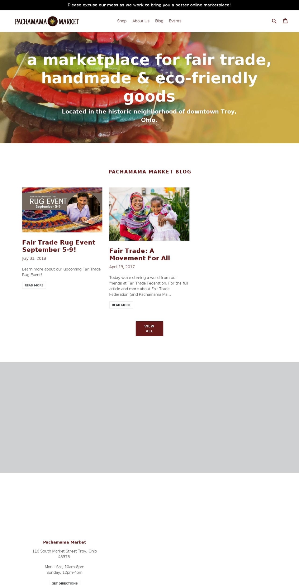 pachamamamarket.org shopify website screenshot