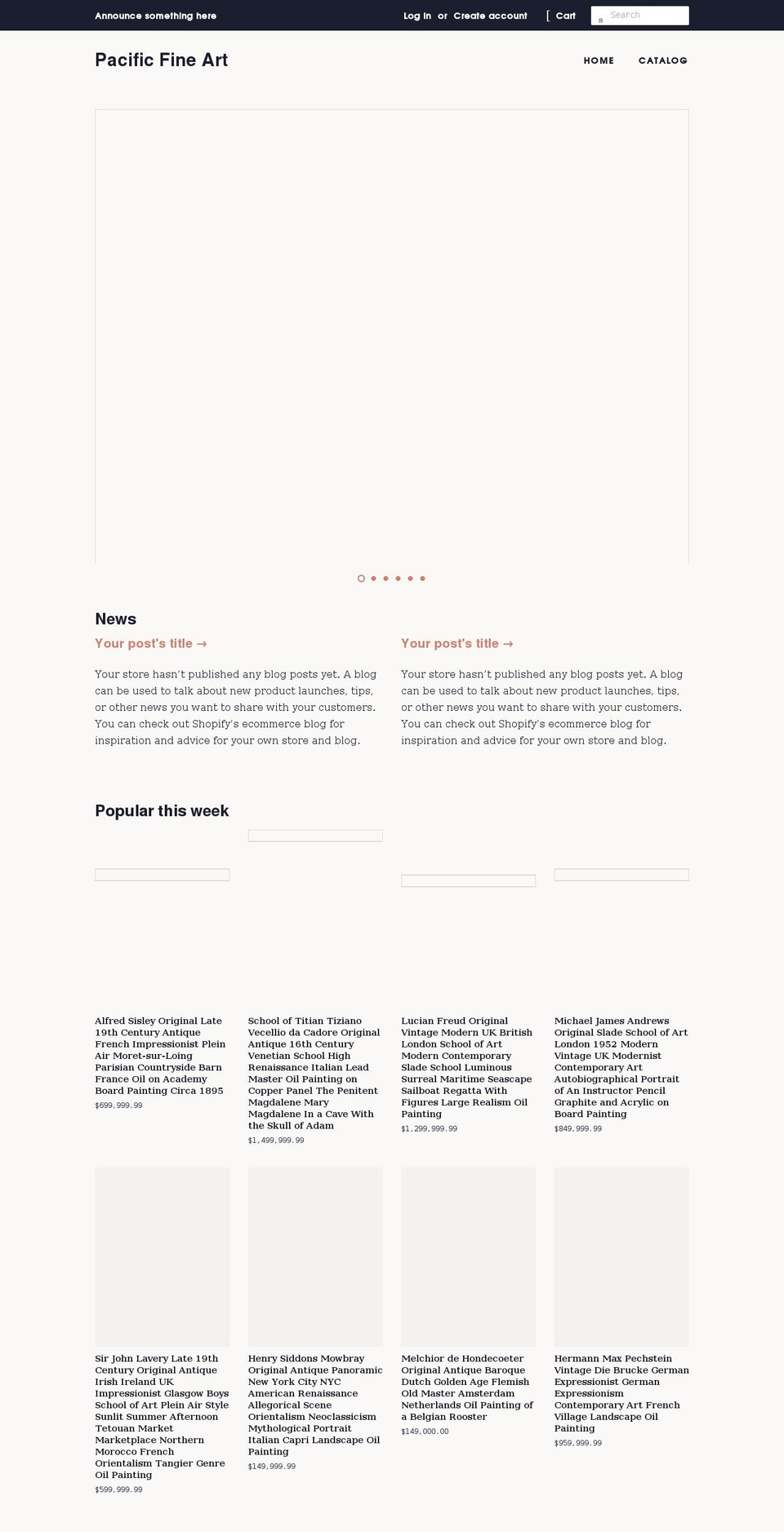pacific-fine-art.com shopify website screenshot