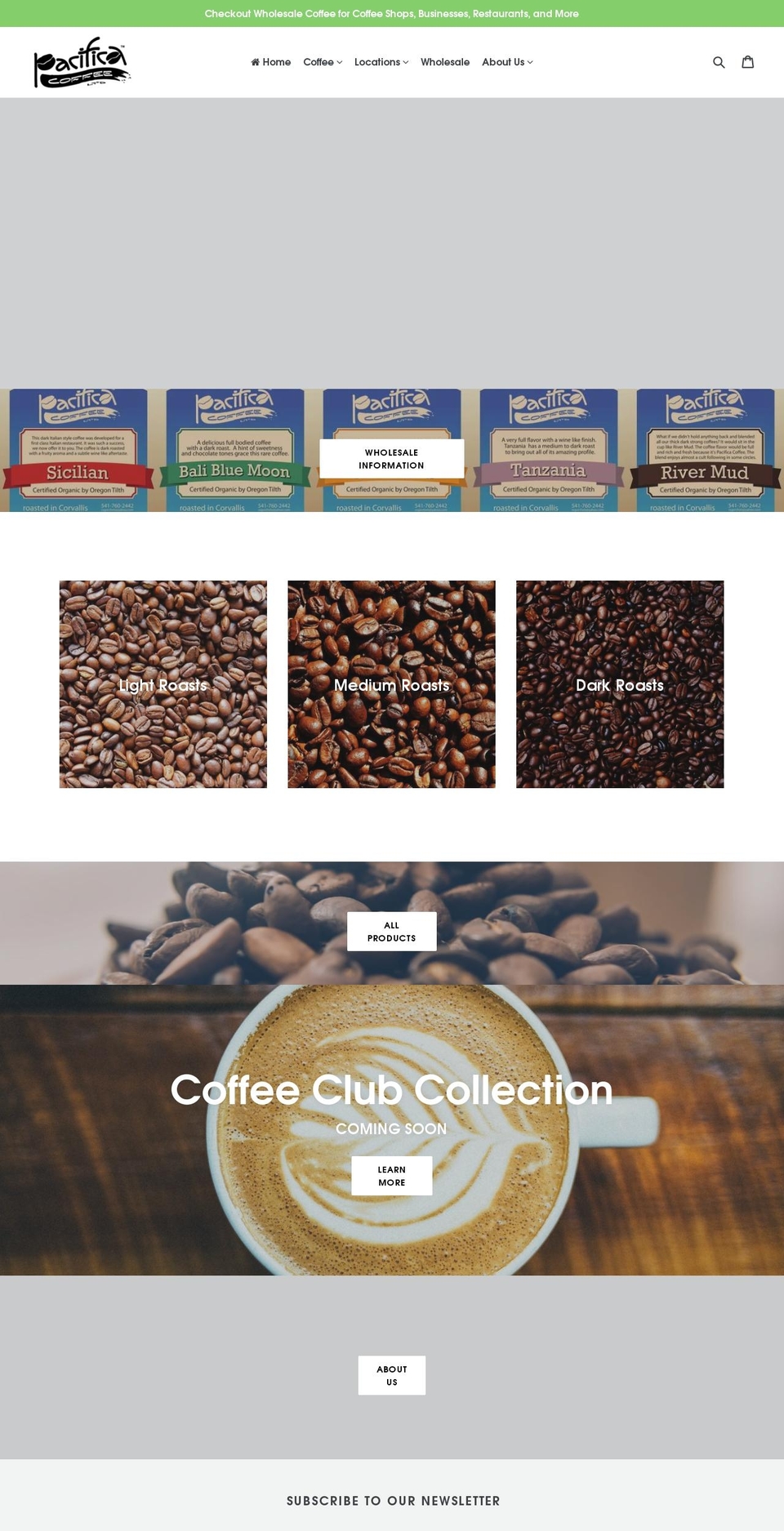 pacificacoffee.com shopify website screenshot