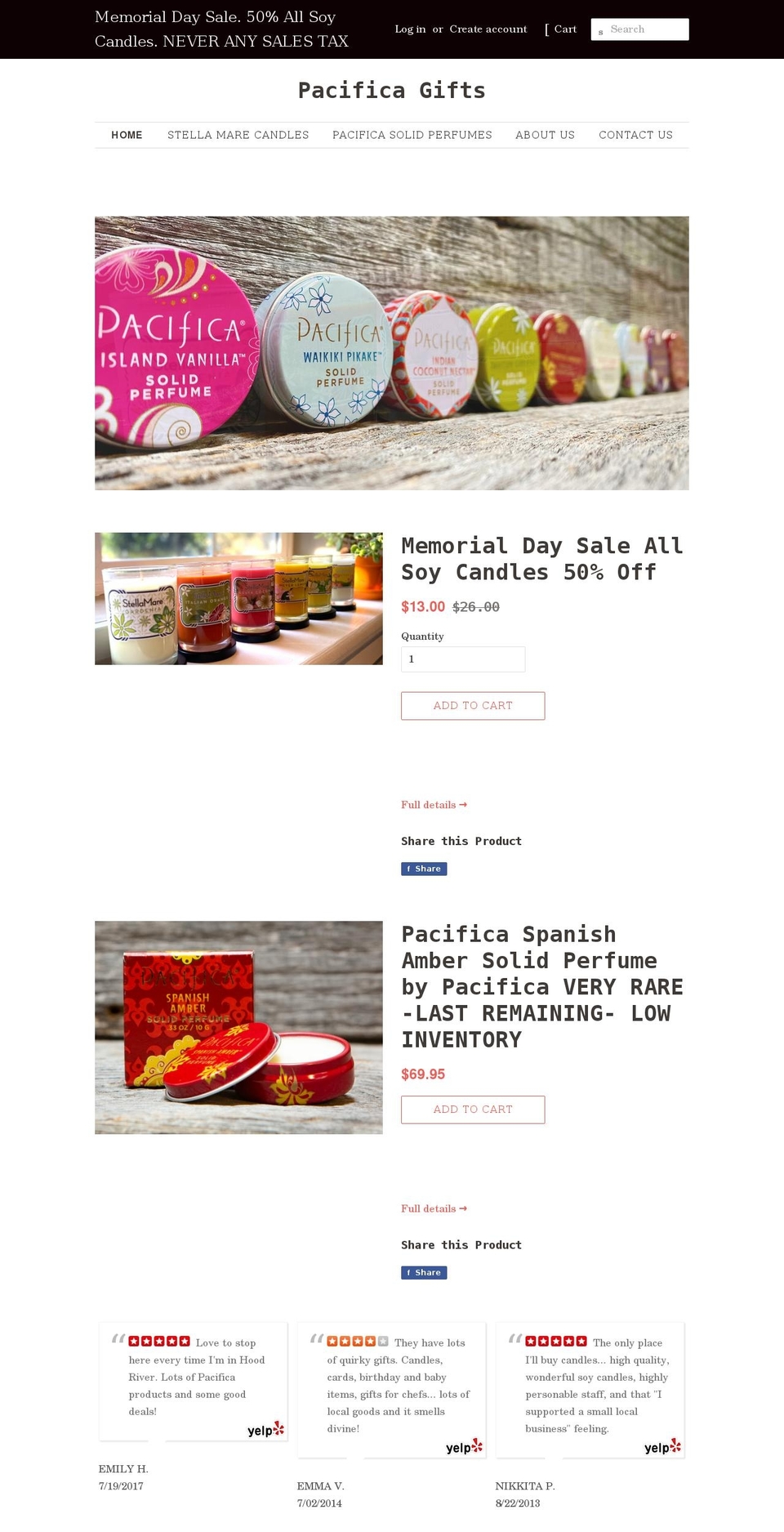 pacificagifts.com shopify website screenshot