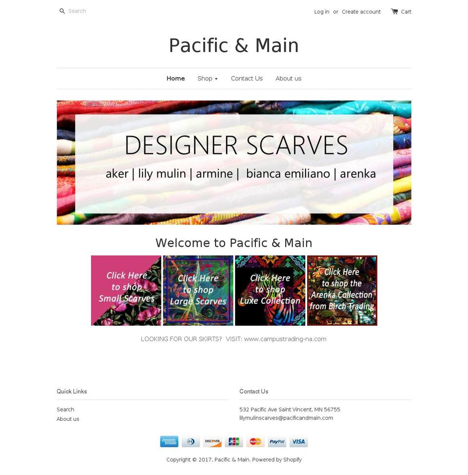 pacificandmain.com shopify website screenshot