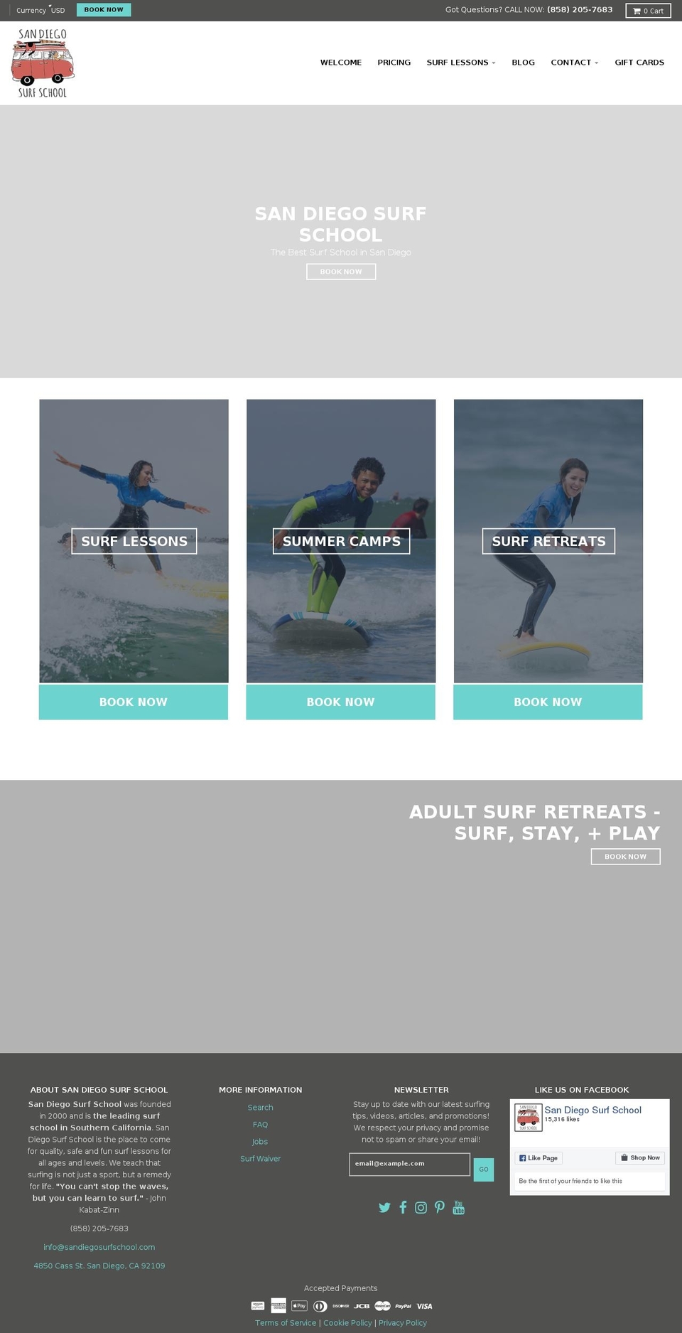 pacificbeachpaddleboard.com — Shopify storefront screenshot