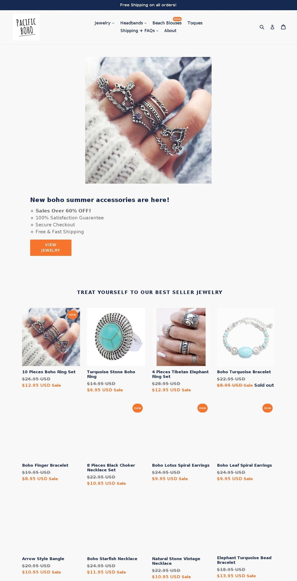 pacificboho.com shopify website screenshot