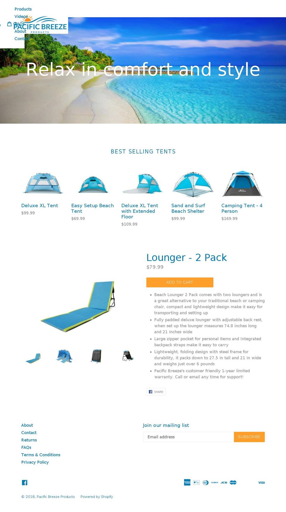pacificbreeze.com — Shopify storefront screenshot