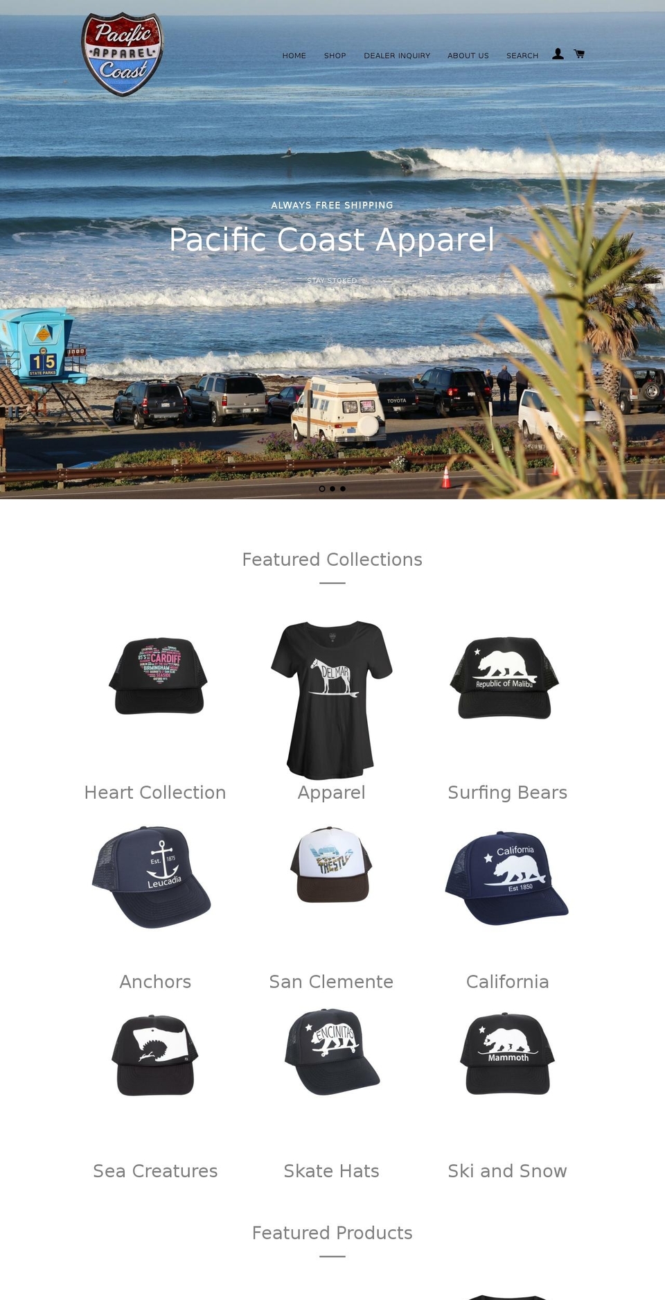 pacificcoasthats.com shopify website screenshot