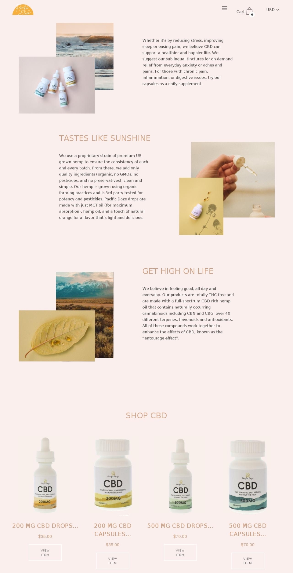 pacificdaze.com — Shopify storefront screenshot