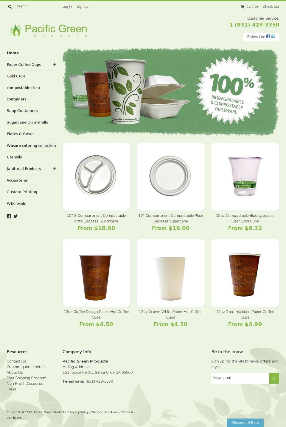 pacificgreenstore.com shopify website screenshot