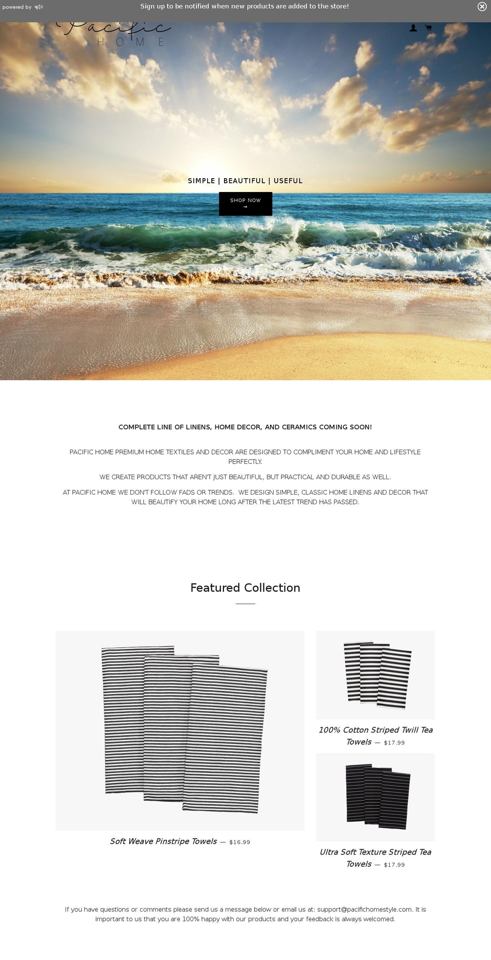 pacifichomestyle.com — Shopify storefront screenshot