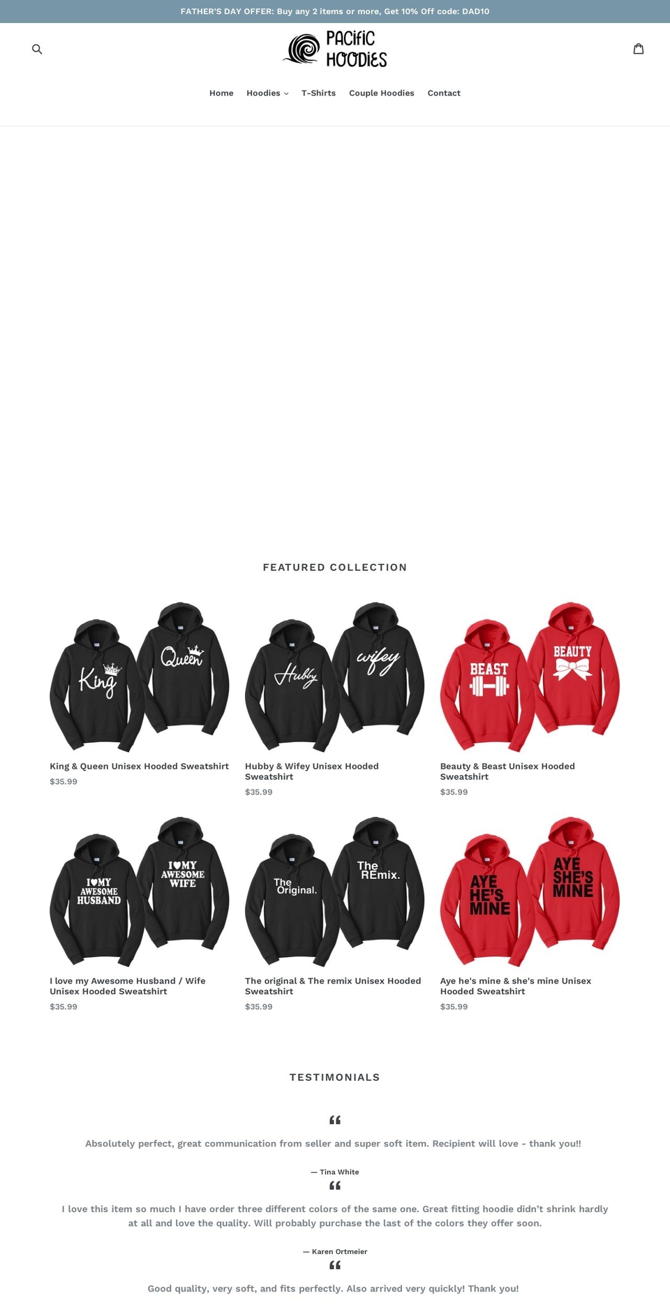 pacifichoodies.com shopify website screenshot