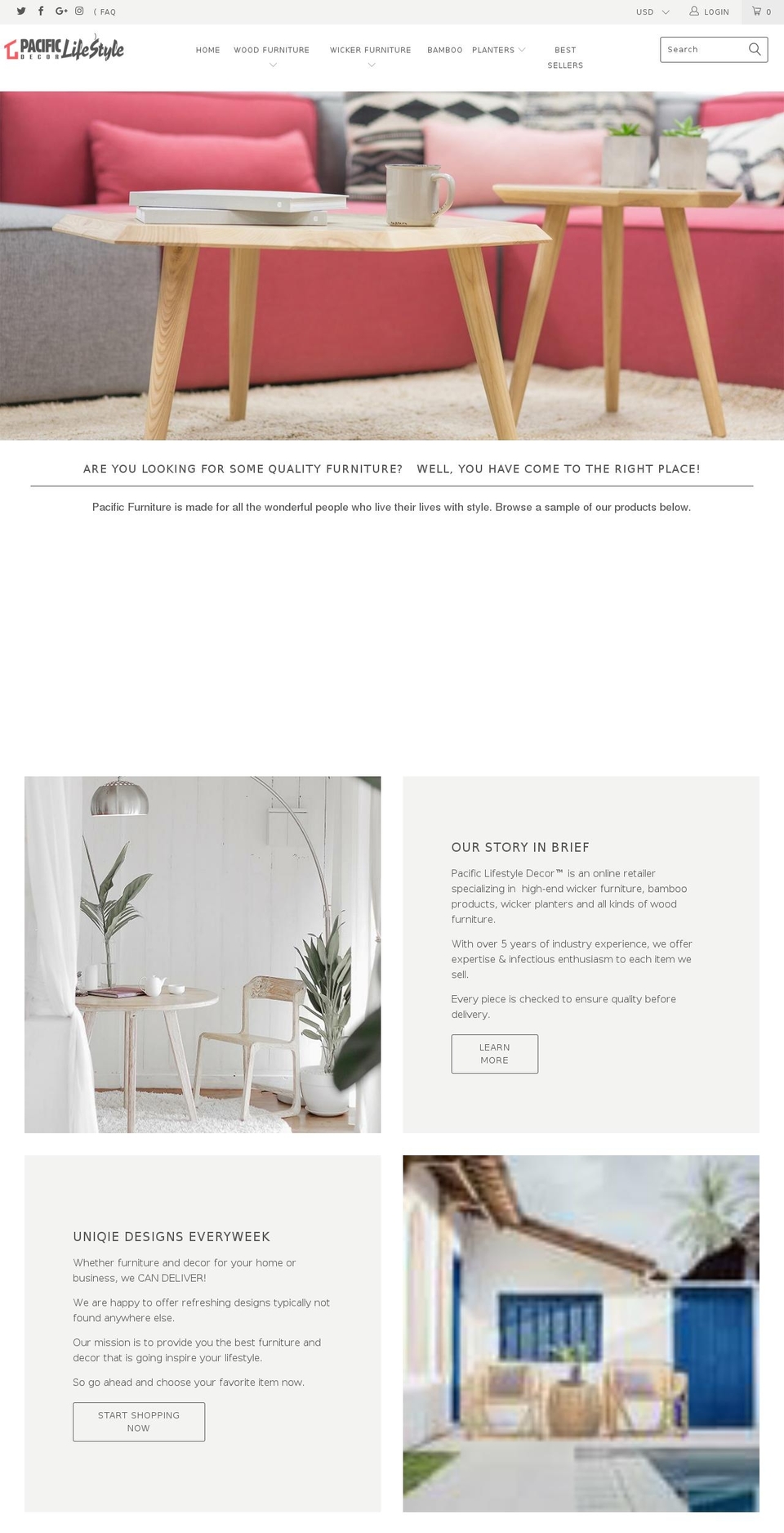 pacificlifestyledecor.com shopify website screenshot
