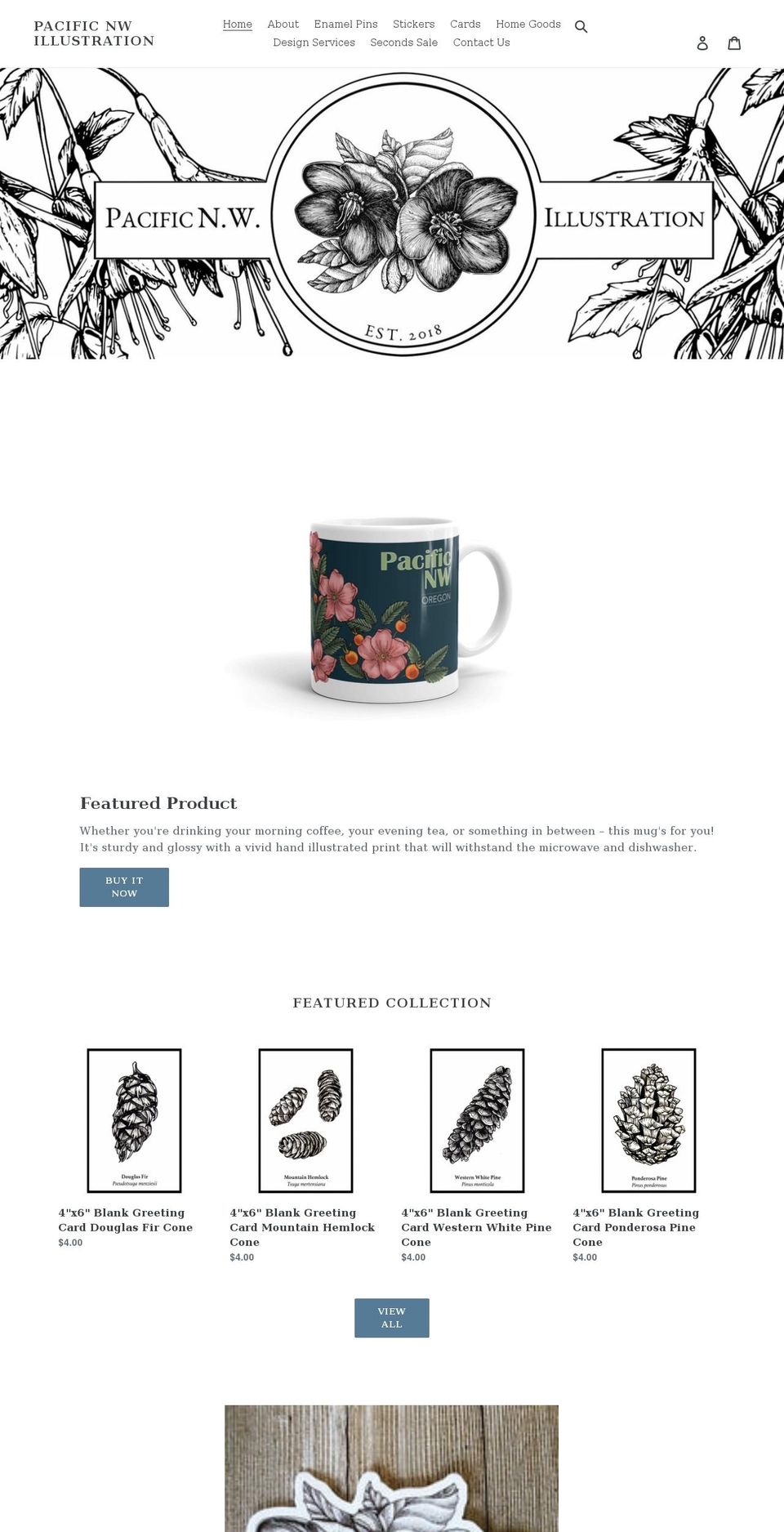 pacificnwillustration.com shopify website screenshot