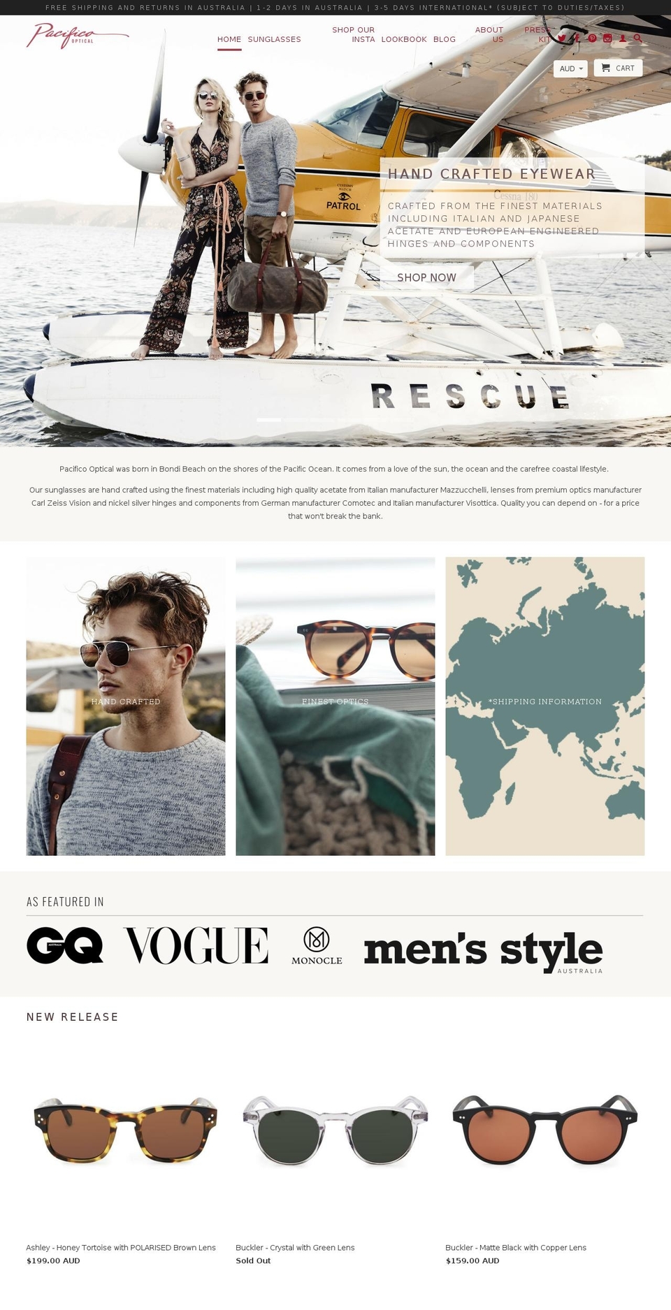 pacificooptical.com shopify website screenshot