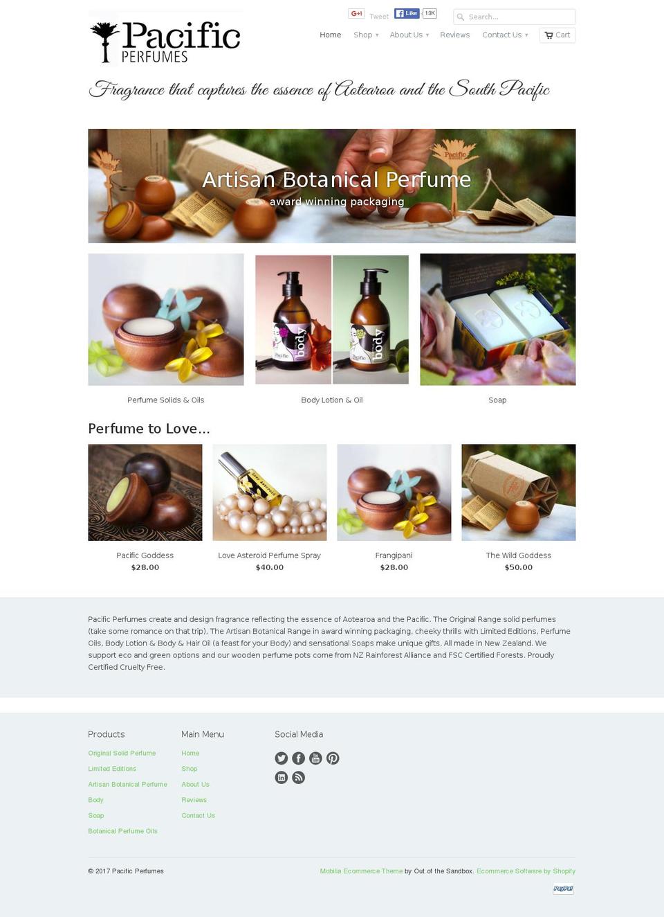 pacificperfumes.co.nz shopify website screenshot