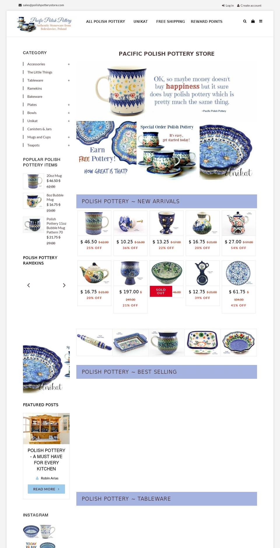 pacificpolishpottery.com shopify website screenshot