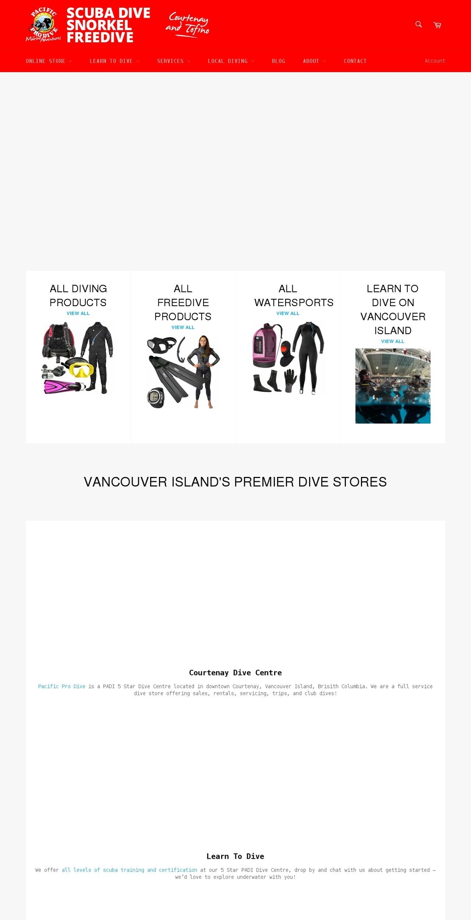 pacificprodive.com shopify website screenshot