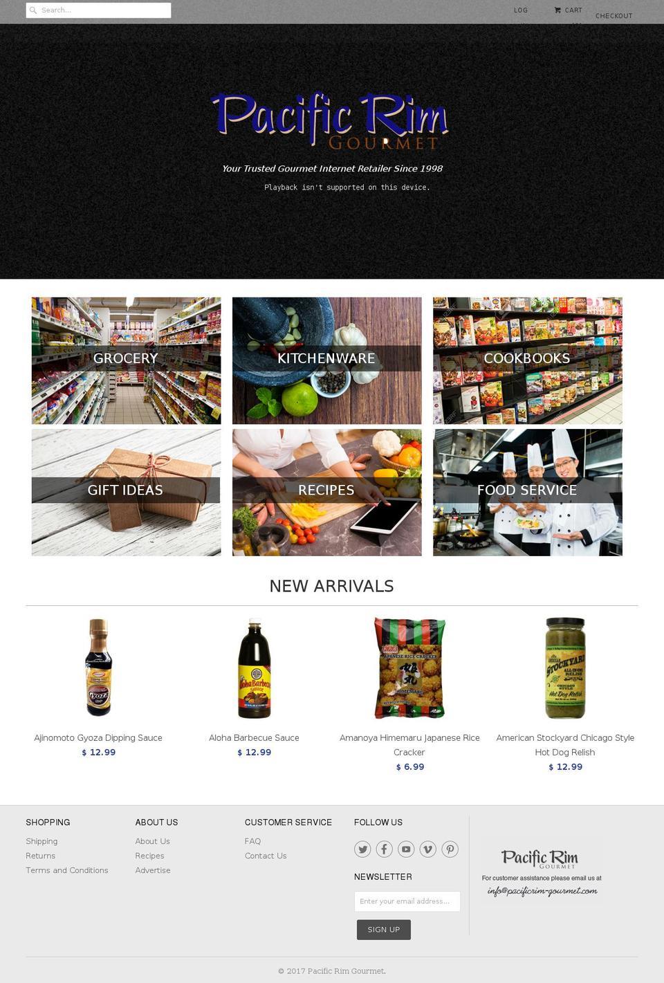 pacificrimgourmet.com shopify website screenshot