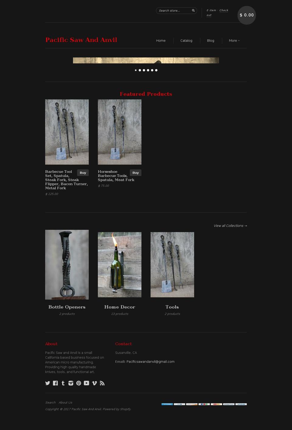 pacificsawandanvil.com shopify website screenshot